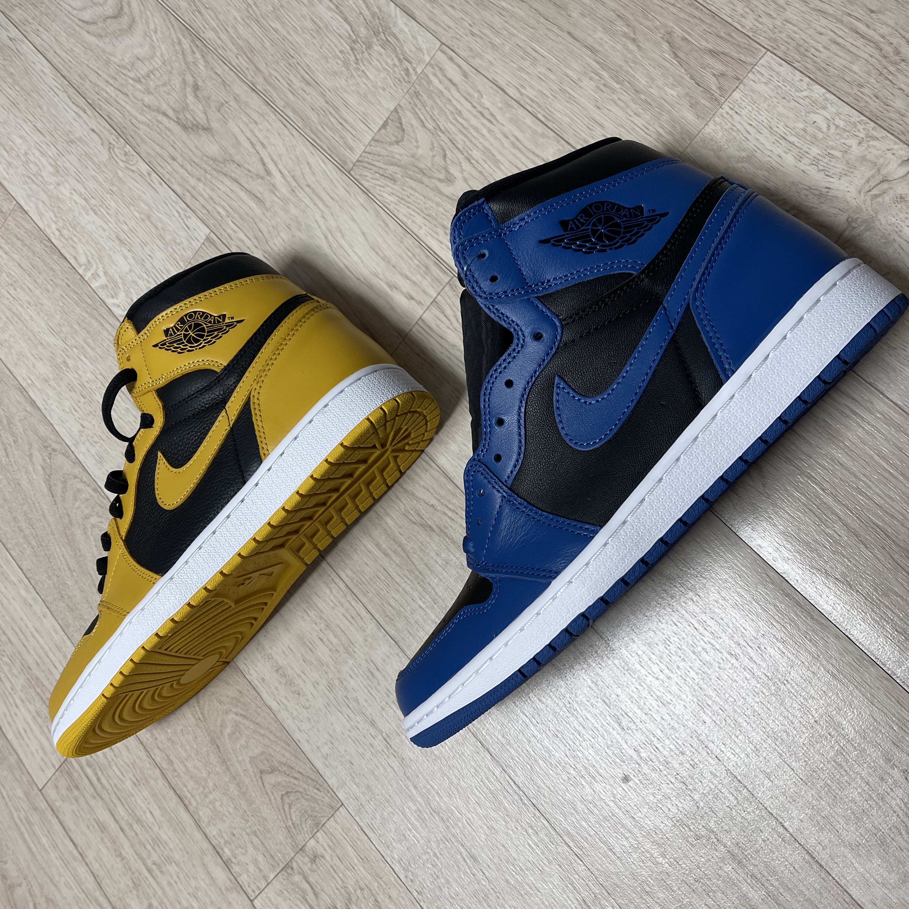 Jordan 1 Retro High OG Pollen, Jordan 1 Retro High OG Dark Marina Blue 착용 스타일 - 2