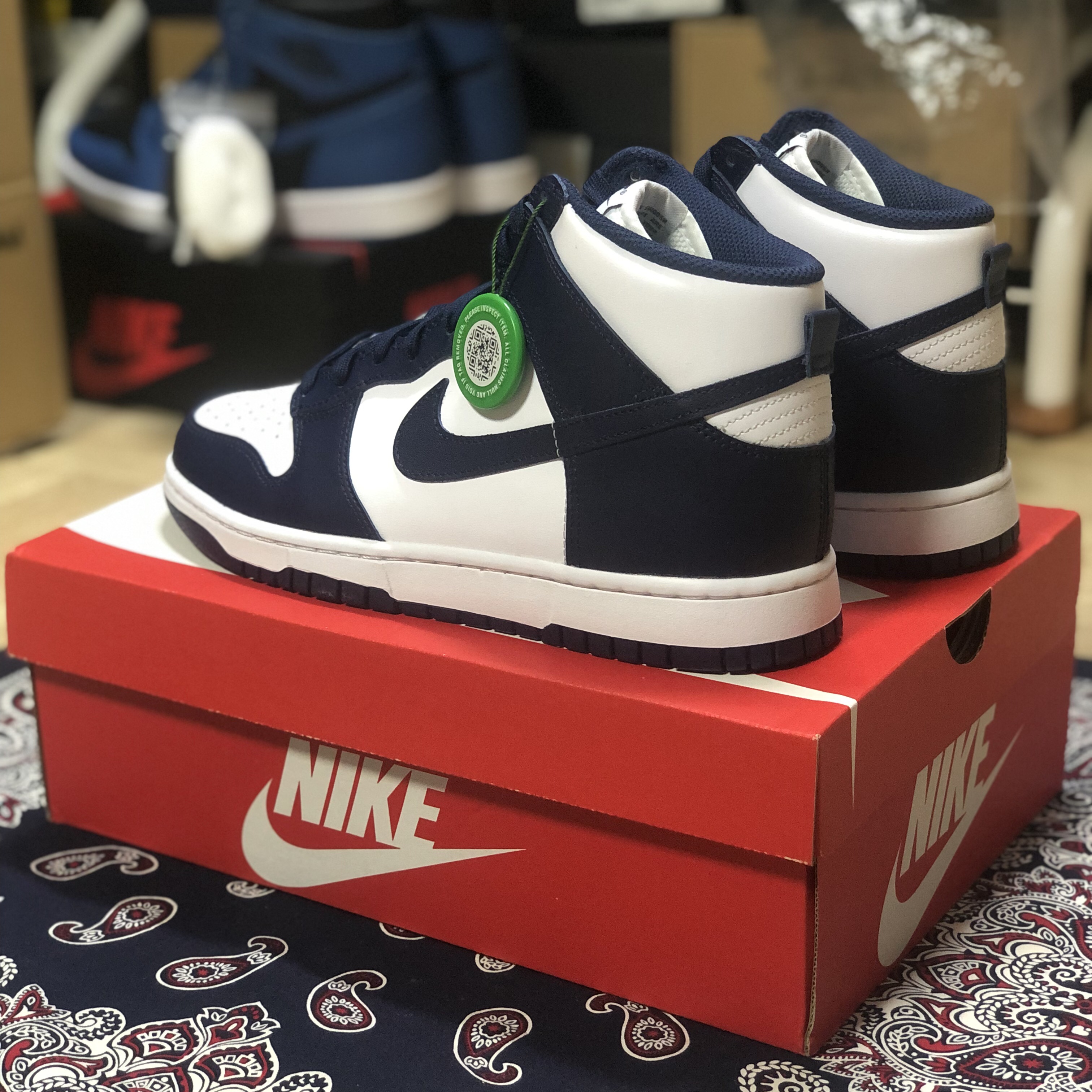 Nike Dunk High Retro Championship Navy 착용 스타일 - 4