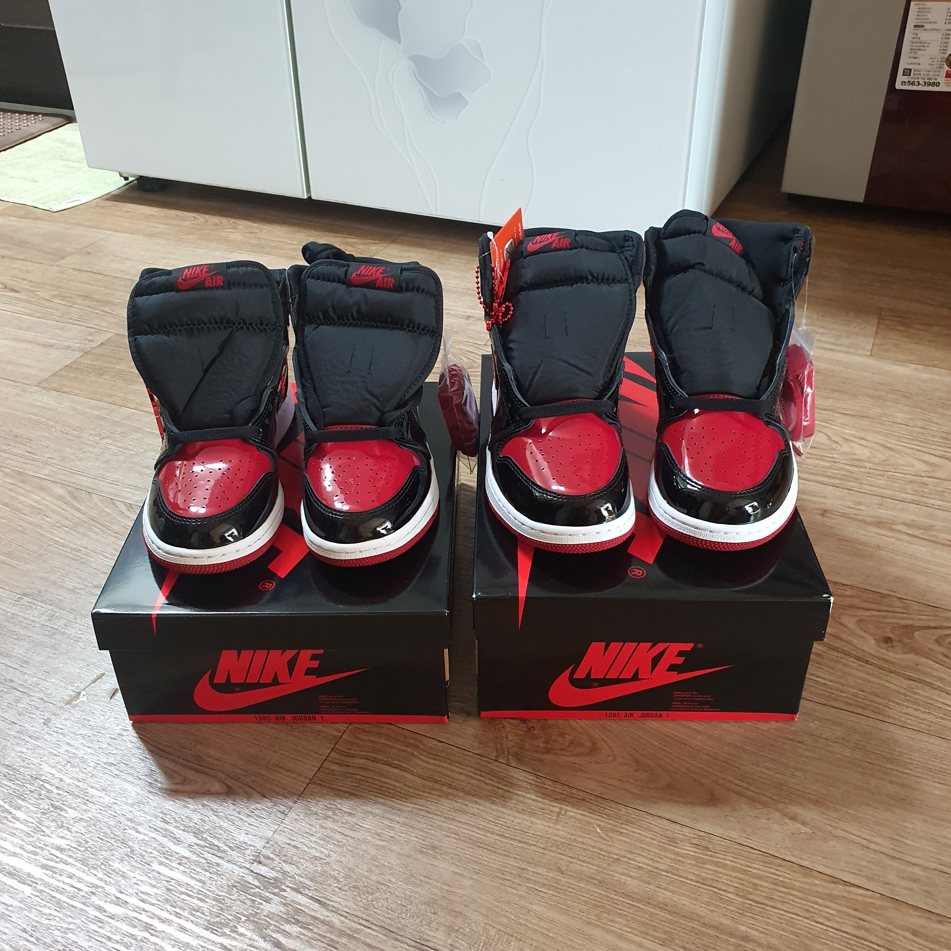 Jordan 1 Retro High OG Patent Bred, (GS) Jordan 1 Retro High OG Patent Bred 착용 스타일 - 3