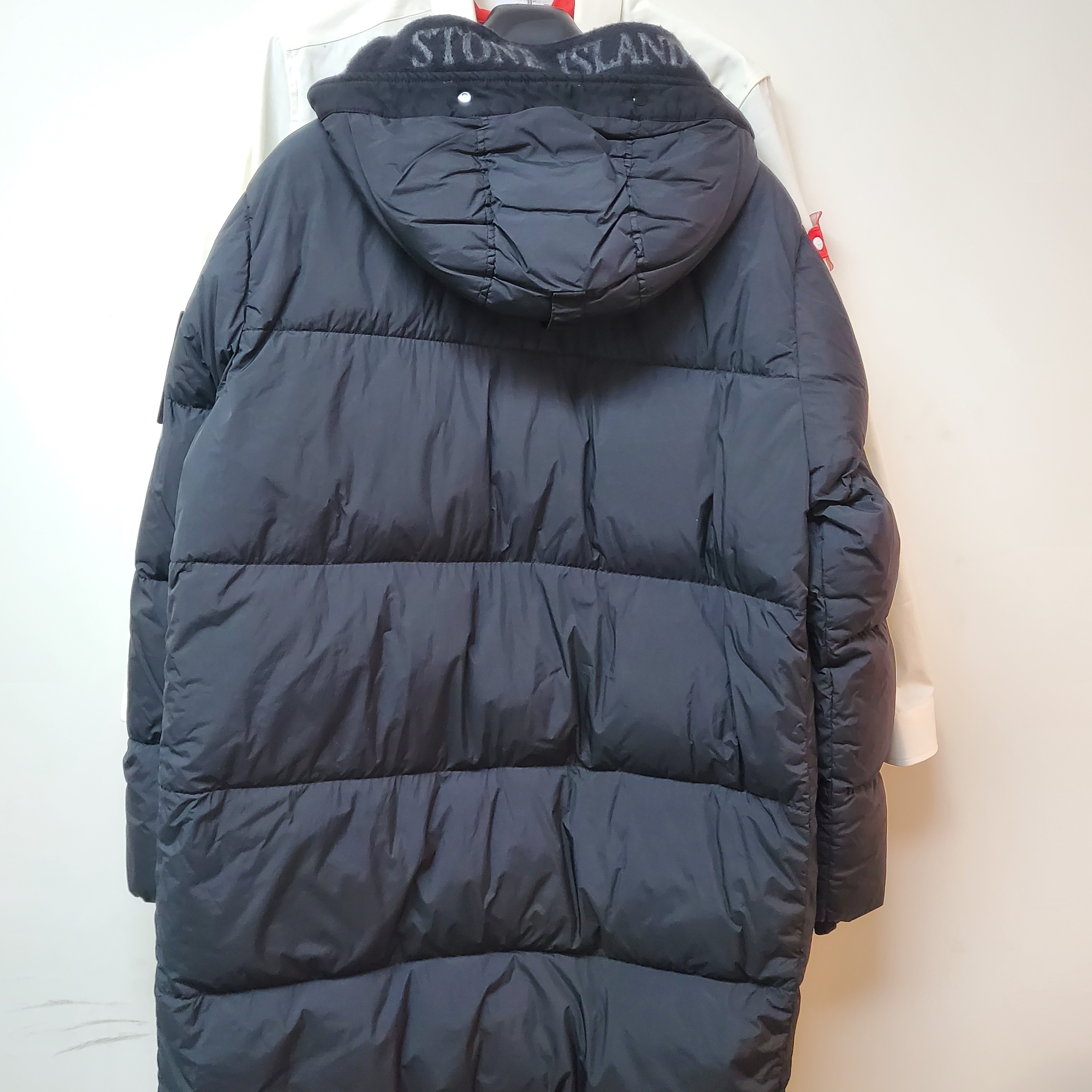 Stone Island 70123 Crinkle Reps Hooded Long Down Jacket Dark Grey - 20FW 착용 스타일 - 1