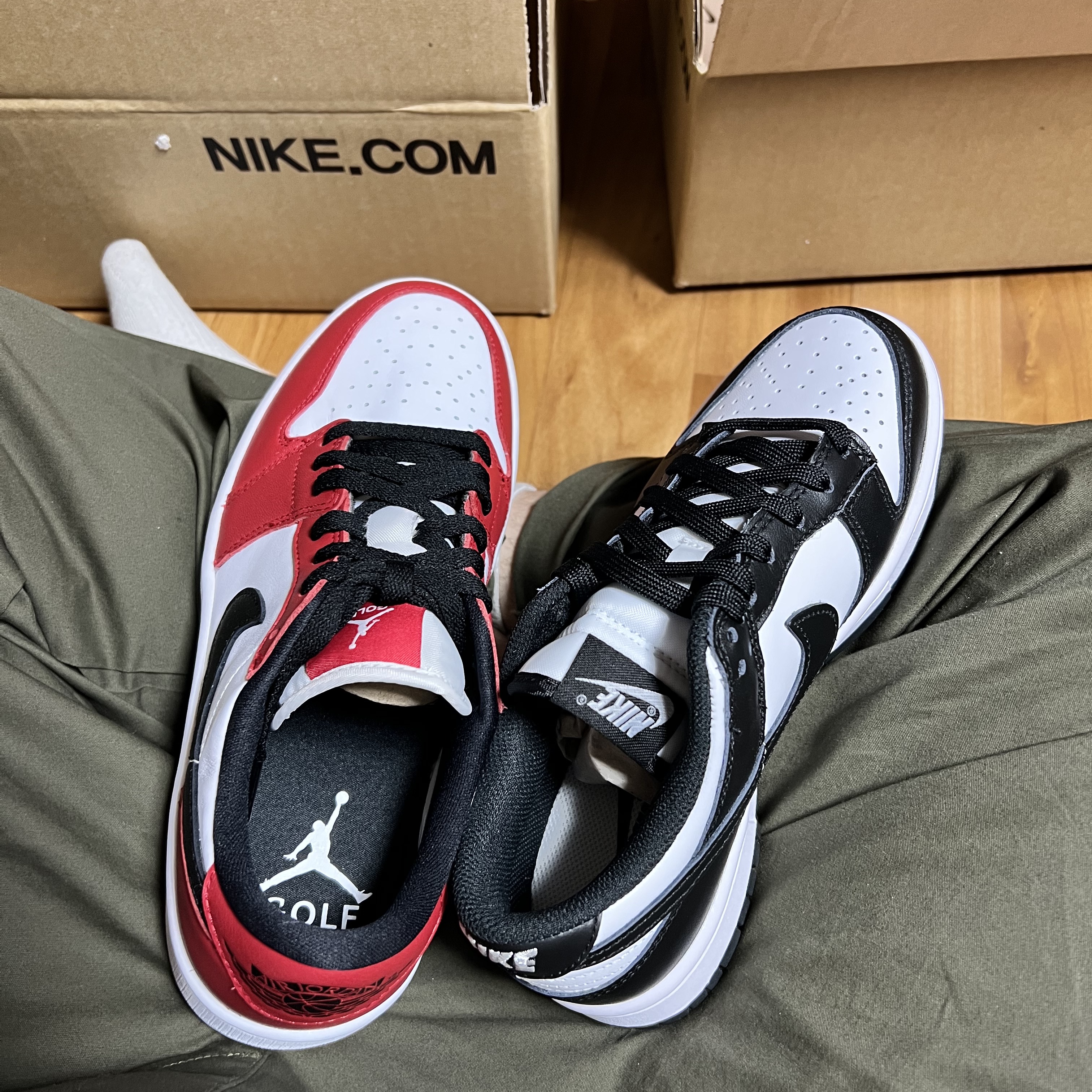 Jordan 1 Low Golf Chicago, Nike Dunk Low Retro Black 착용 스타일