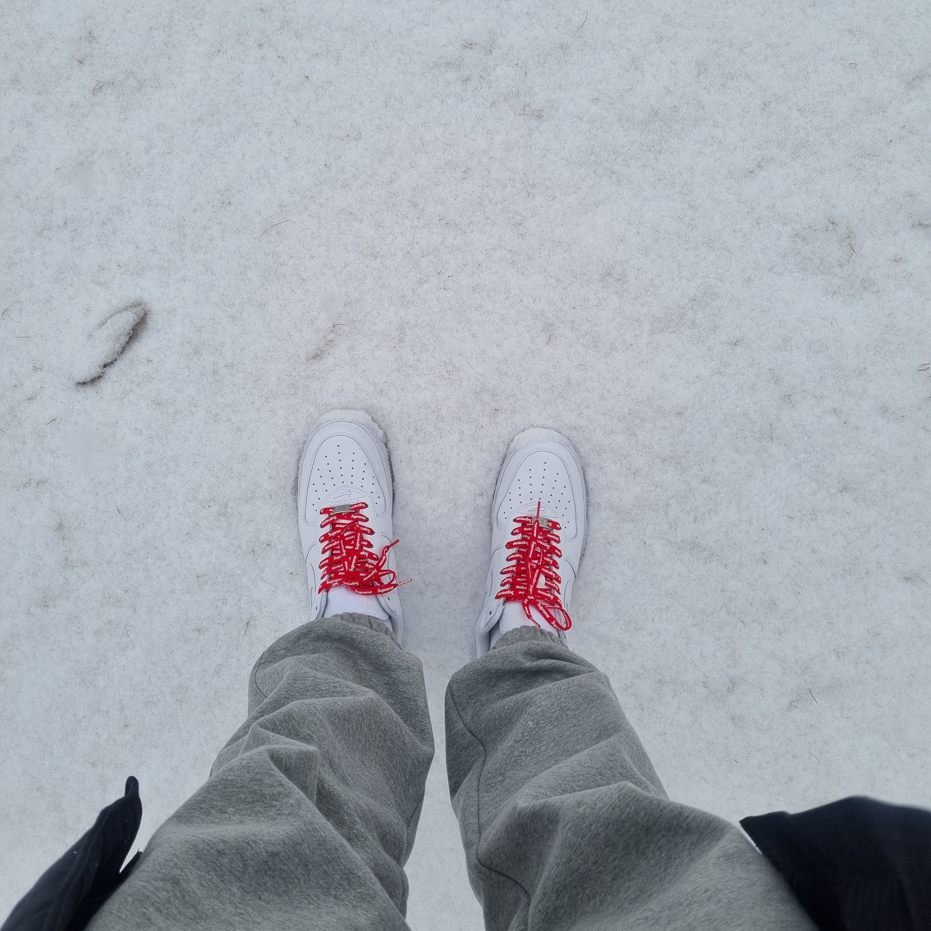Nike x Supreme Air Force 1 Low White 착용 스타일