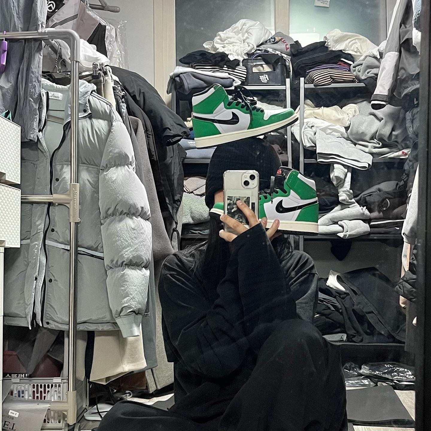 (W) Jordan 1 Retro High OG Lucky Green 착용 스타일 - 1