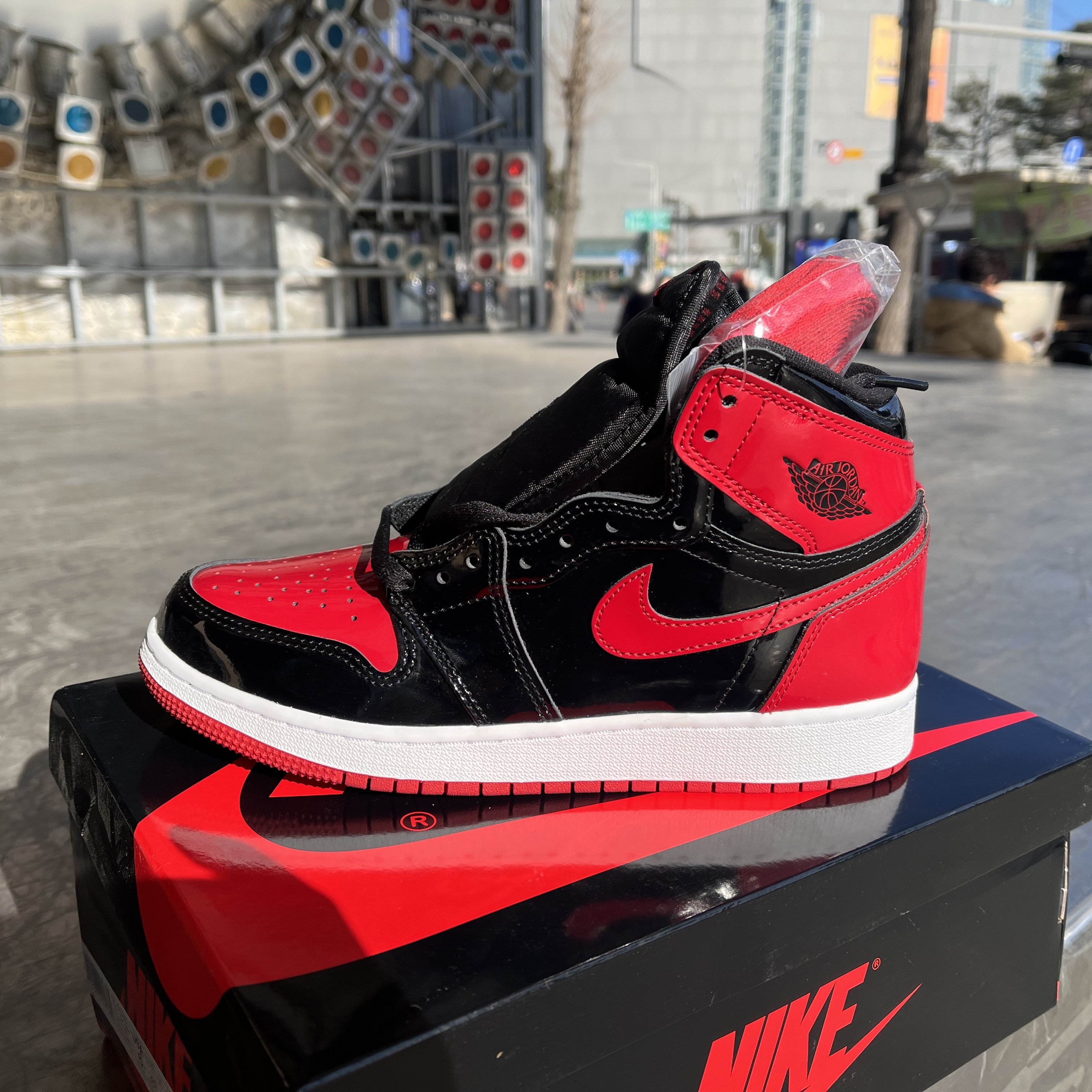 (GS) Jordan 1 Retro High OG Patent Bred 착용 스타일