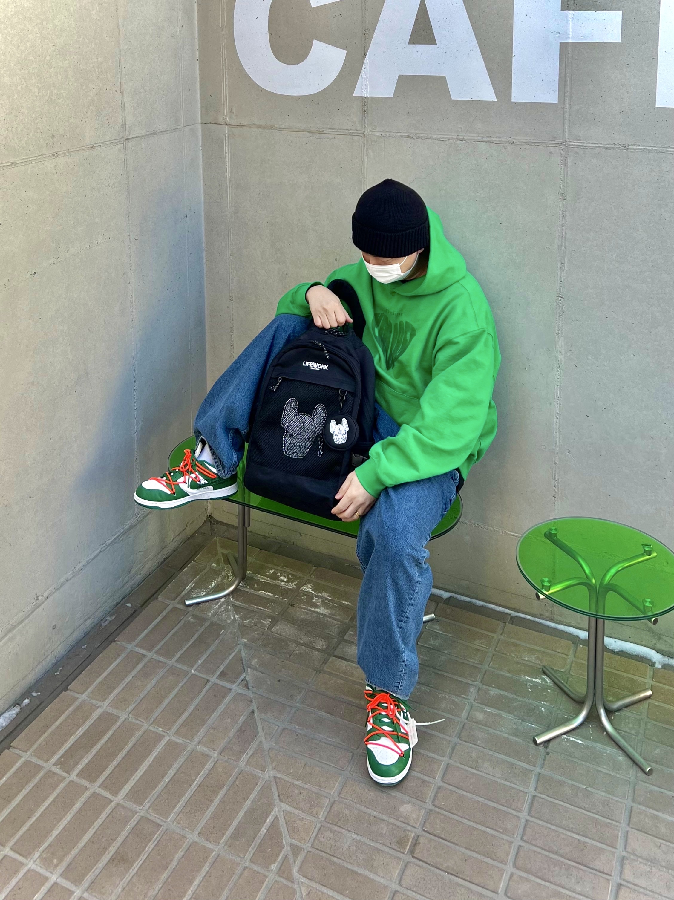 Nike x Off-White Dunk Low Pine Green 착용 스타일 - 4