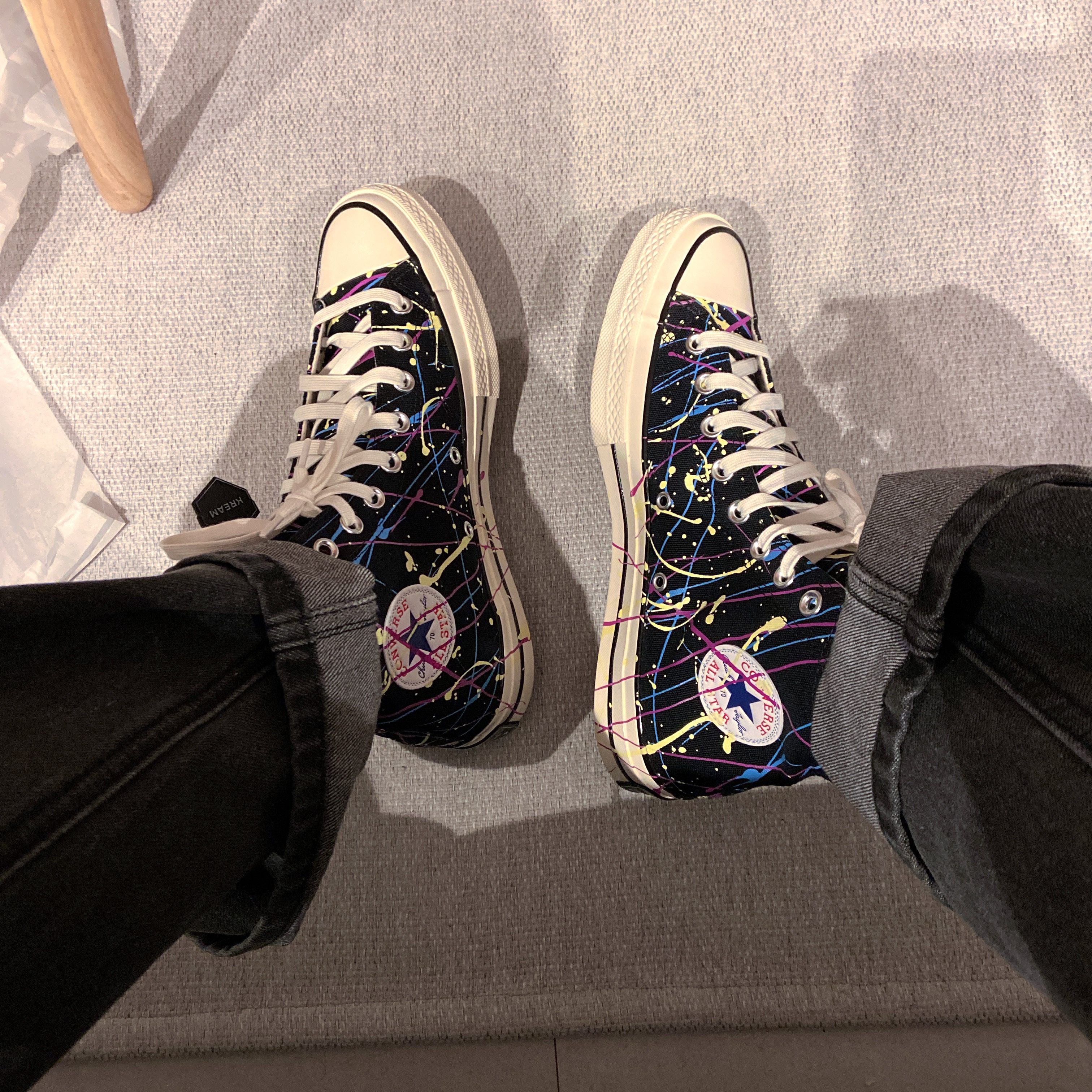 Converse Chuck 70 High Paint Splatter Black 착용 스타일