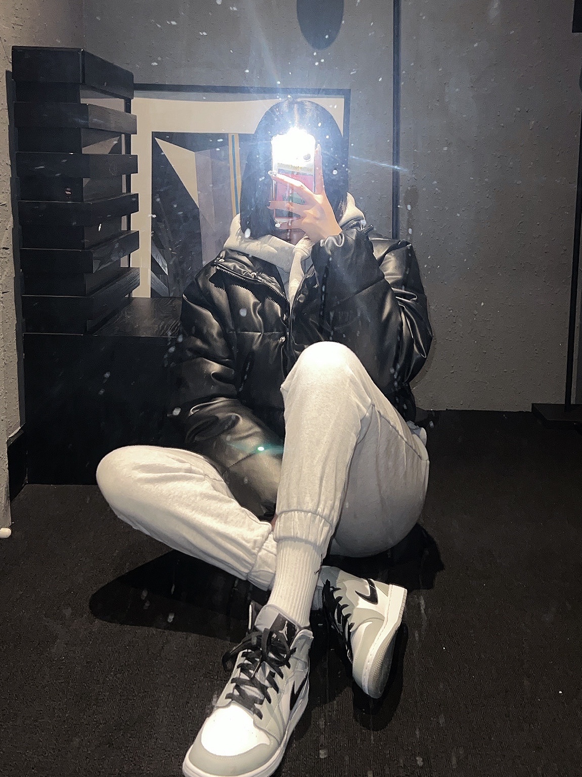 Jordan 1 Mid Light Smoke Grey, (GS) Jordan 1 Mid Light Smoke Grey 착용 스타일