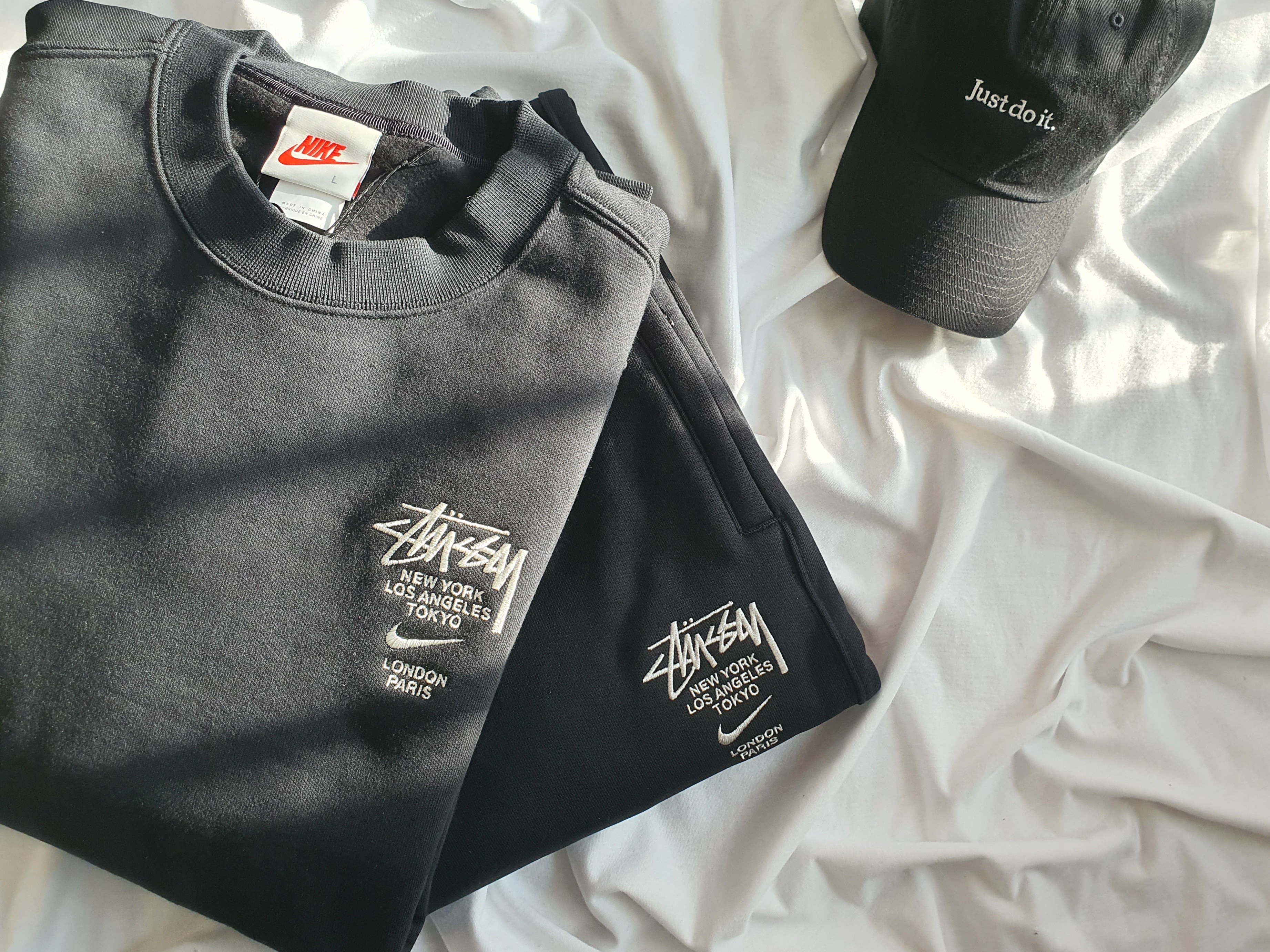 Nike x Stussy NRG ZR Fleece Crewneck Black - US/EU, Nike x Stussy NRG ZR Fleece Pants Black - US/EU 착용 스타일