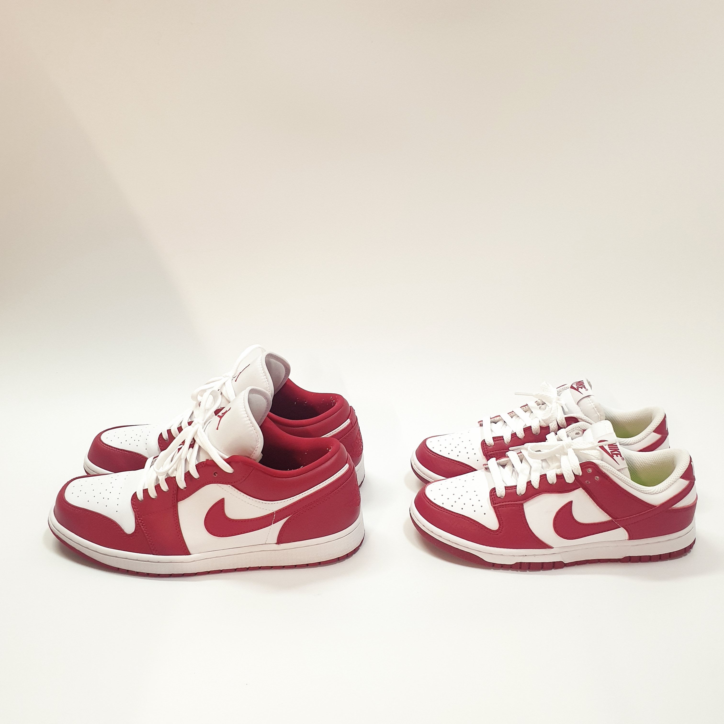 (W) Nike Dunk Low Next Nature Gym Red, Jordan 1 Low Gym Red White 착용 스타일 - 4