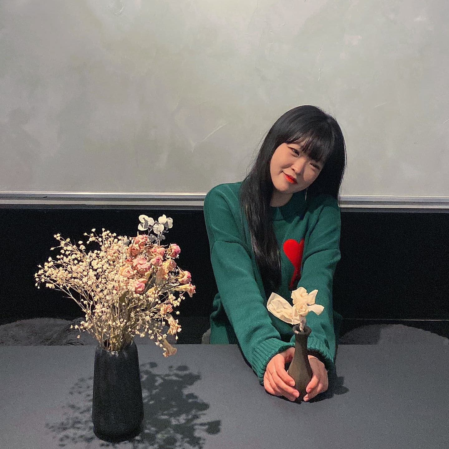 AMI de Coeur Oversize Sweater Green - 21FW 착용 스타일 - 3