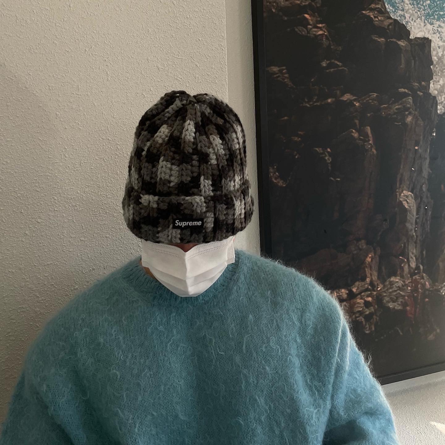 Supreme Crochet Beanie Black - 21FW 착용 스타일 - 2