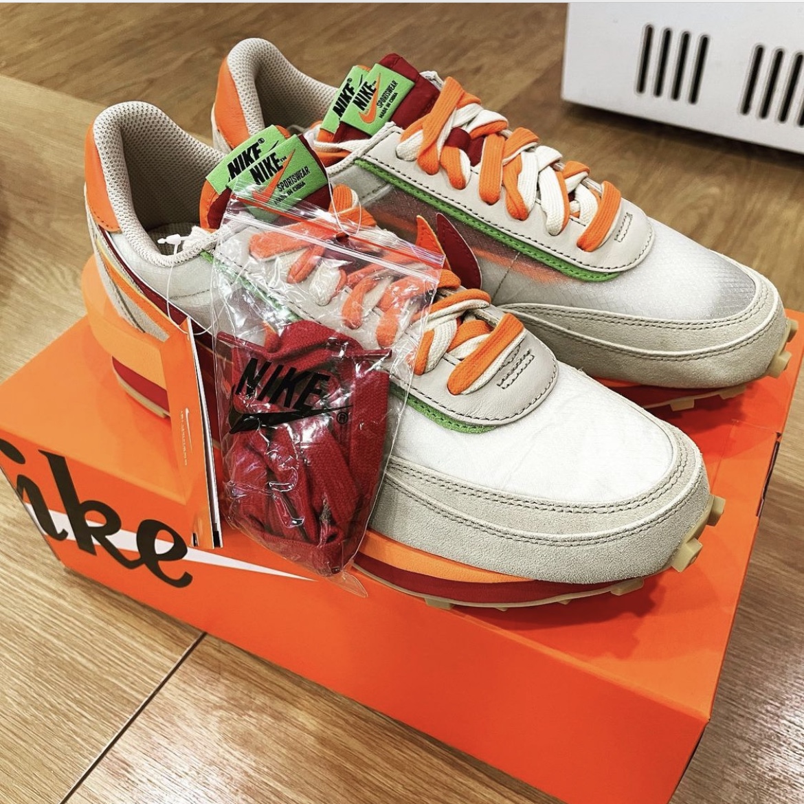 Nike x Sacai x Clot LDWaffle Orange Blaze 착용 스타일