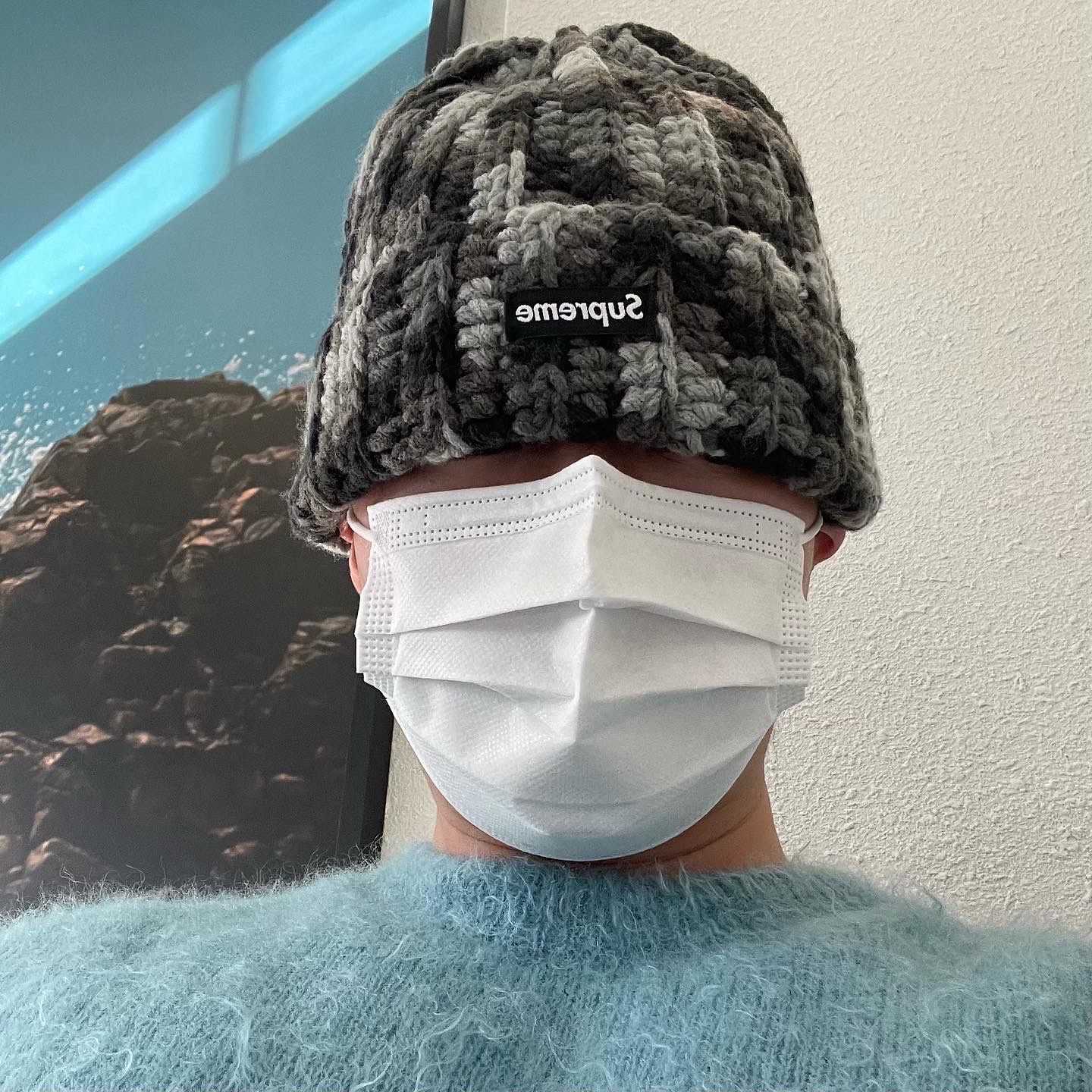 Supreme Crochet Beanie Black - 21FW 착용 스타일 - 1