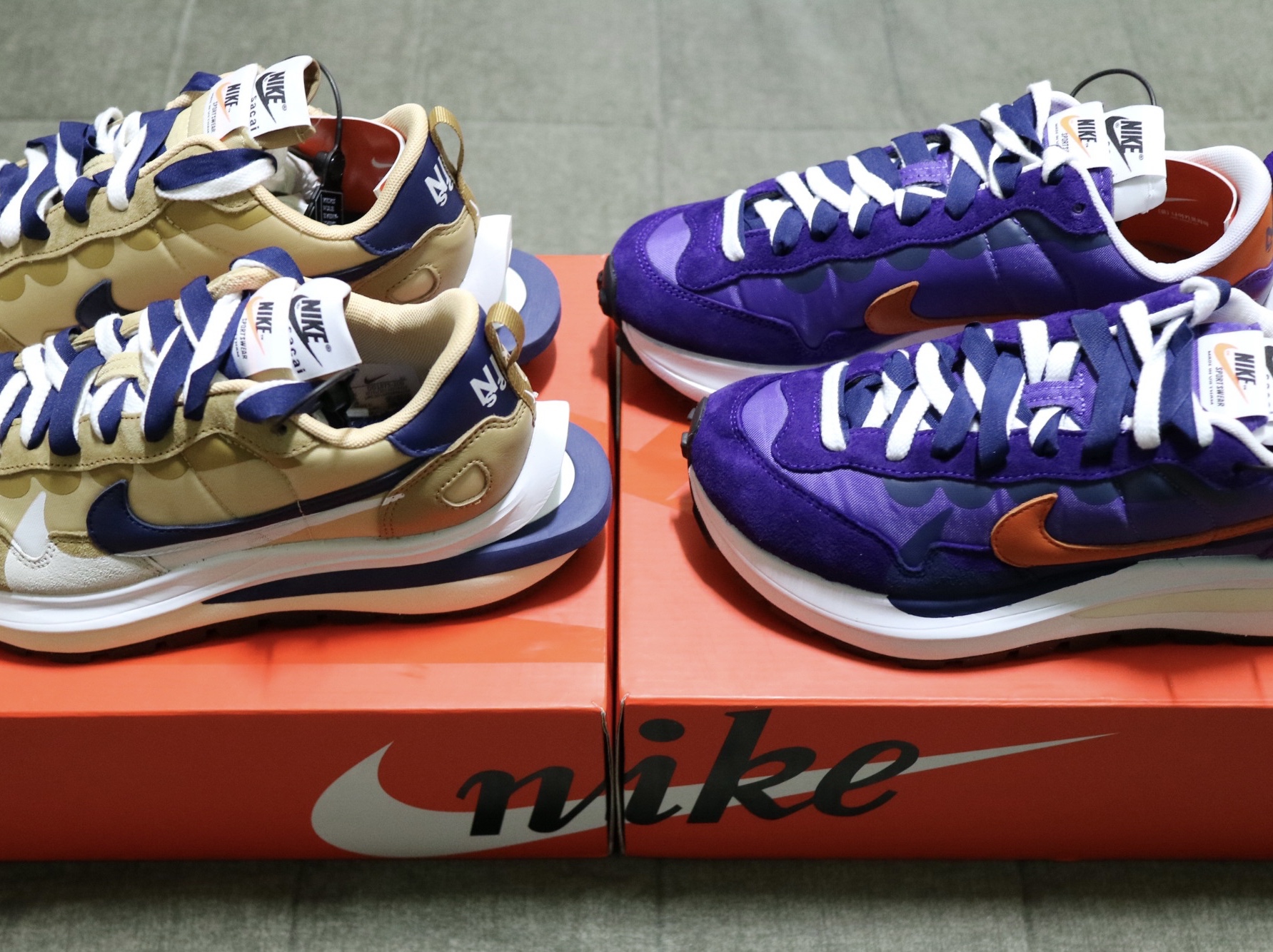 Nike x Sacai VaporWaffle Dark Iris, Nike x Sacai VaporWaffle Sesame and Blue Void 착용 스타일 - 5