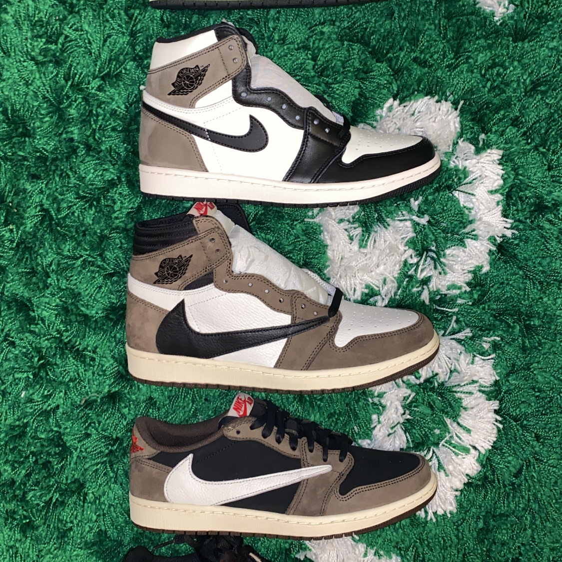 Jordan 1 Retro High OG Black Mocha, Jordan 1 x Travis Scott Retro High OG SP Mocha 착용 스타일