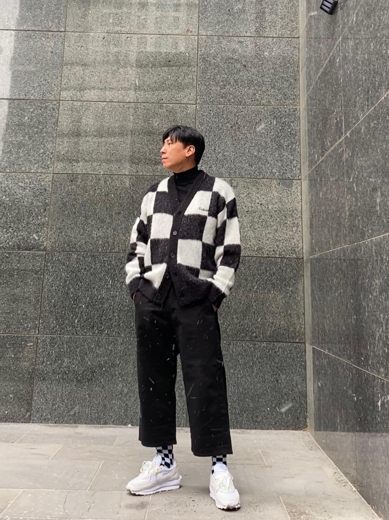 Nike x Sacai LDWaffle White Nylon 착용 스타일 - 1