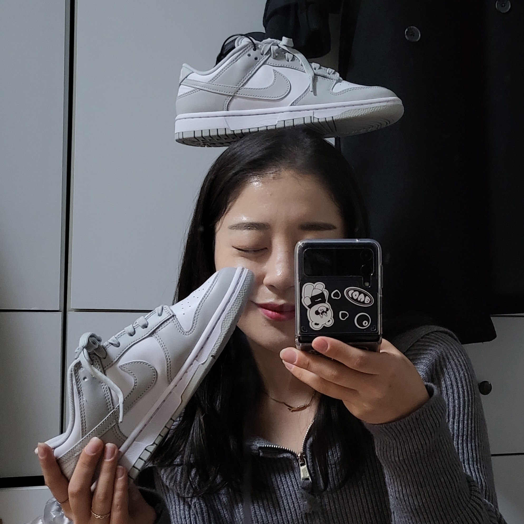 Nike Dunk Low Retro Grey Fog 착용 스타일 - 2