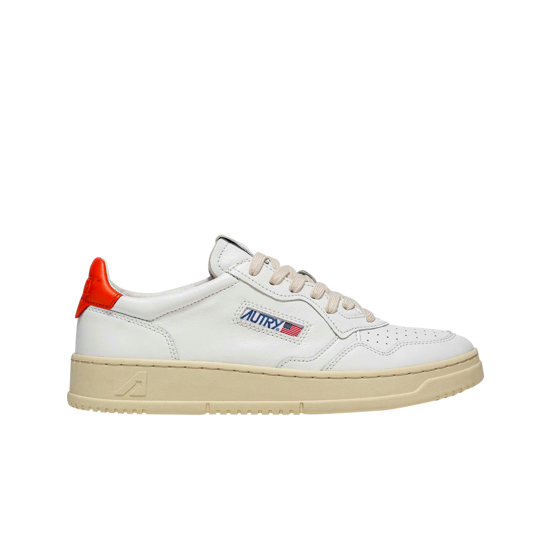 오트리 메달리스트 로우 레더 스니커즈 화이트 오렌지(Autry Medalist Low Leather Sneakers White Orange)