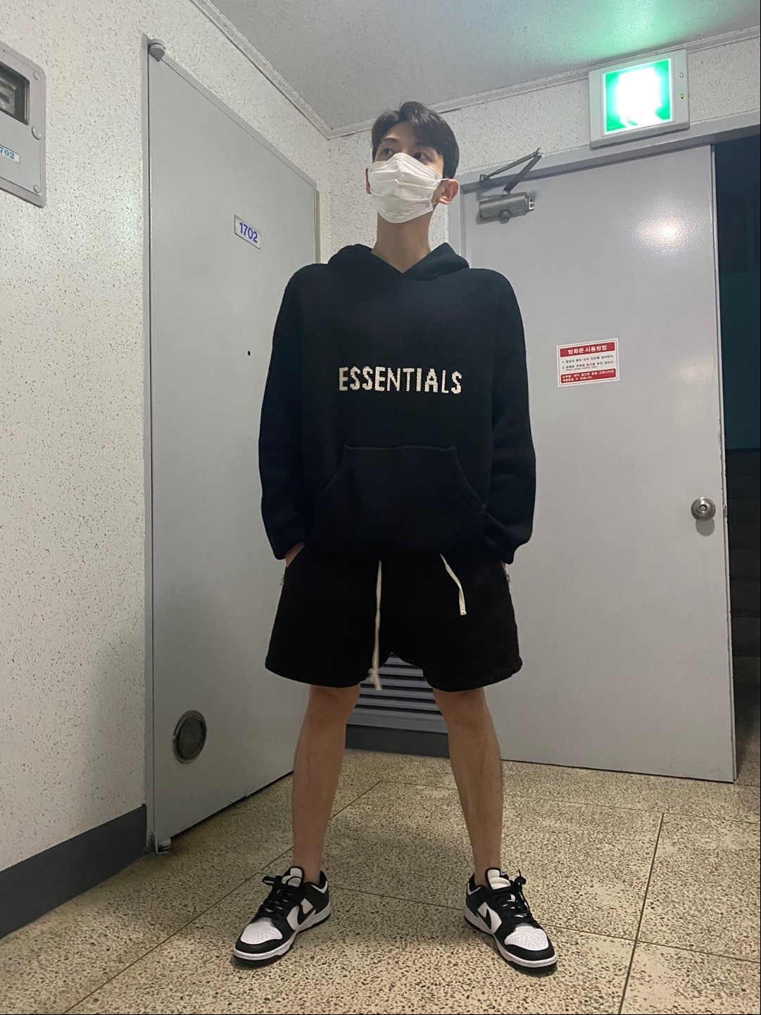 Essentials Knit Hoodie Black - 20FW, Nike Dunk Low Retro Black 착용 스타일