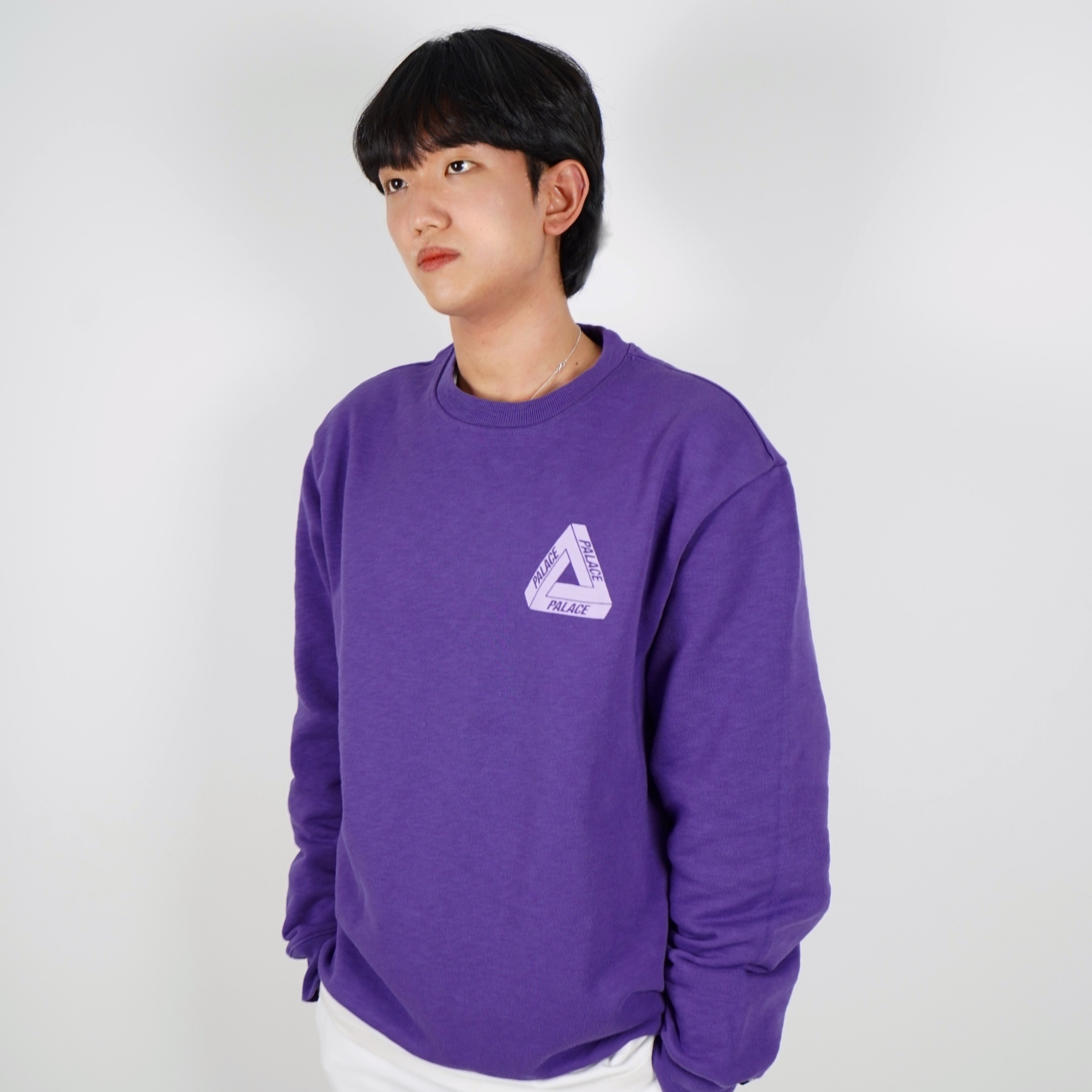 Palace Slub Crew Purple - 21FW 착용 스타일 - 1
