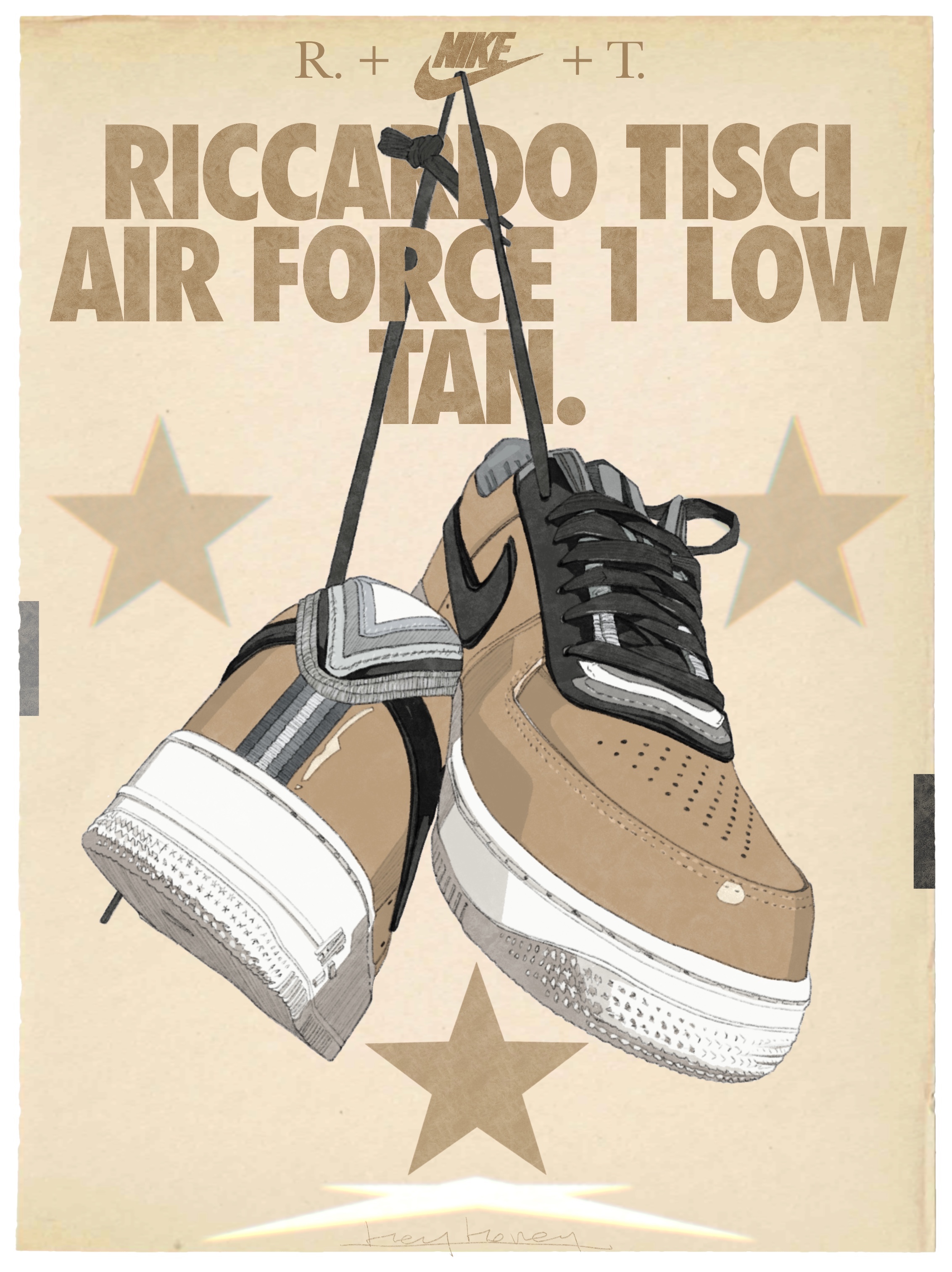 Nike x Riccardo Tisci Air Force 1 Low Tan 착용 스타일 - 1