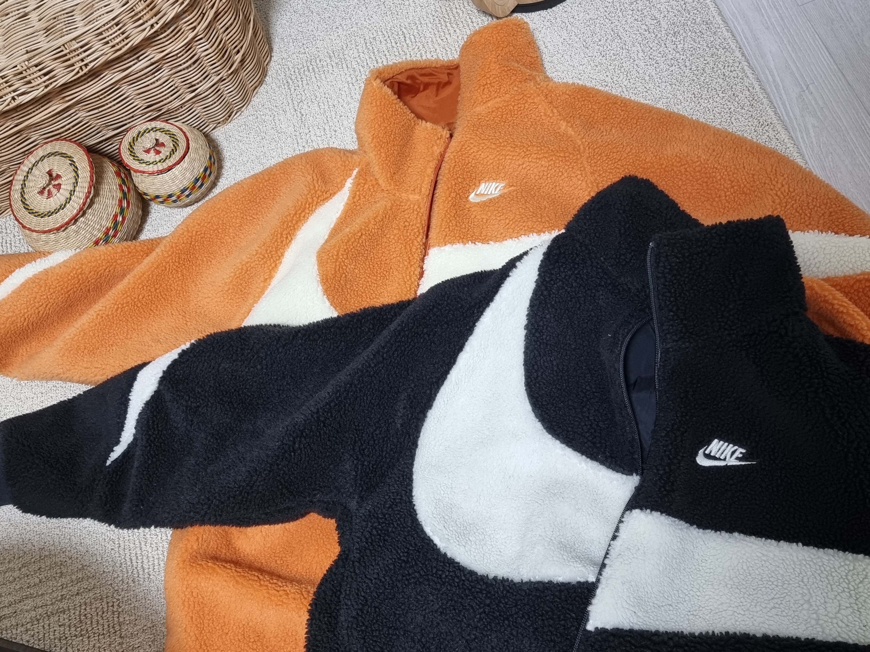 Nike Big Swoosh Full Zip Jacket Black Sail, Nike Big Swoosh Full Zip Jacket Hot Curry 착용 스타일 - 2