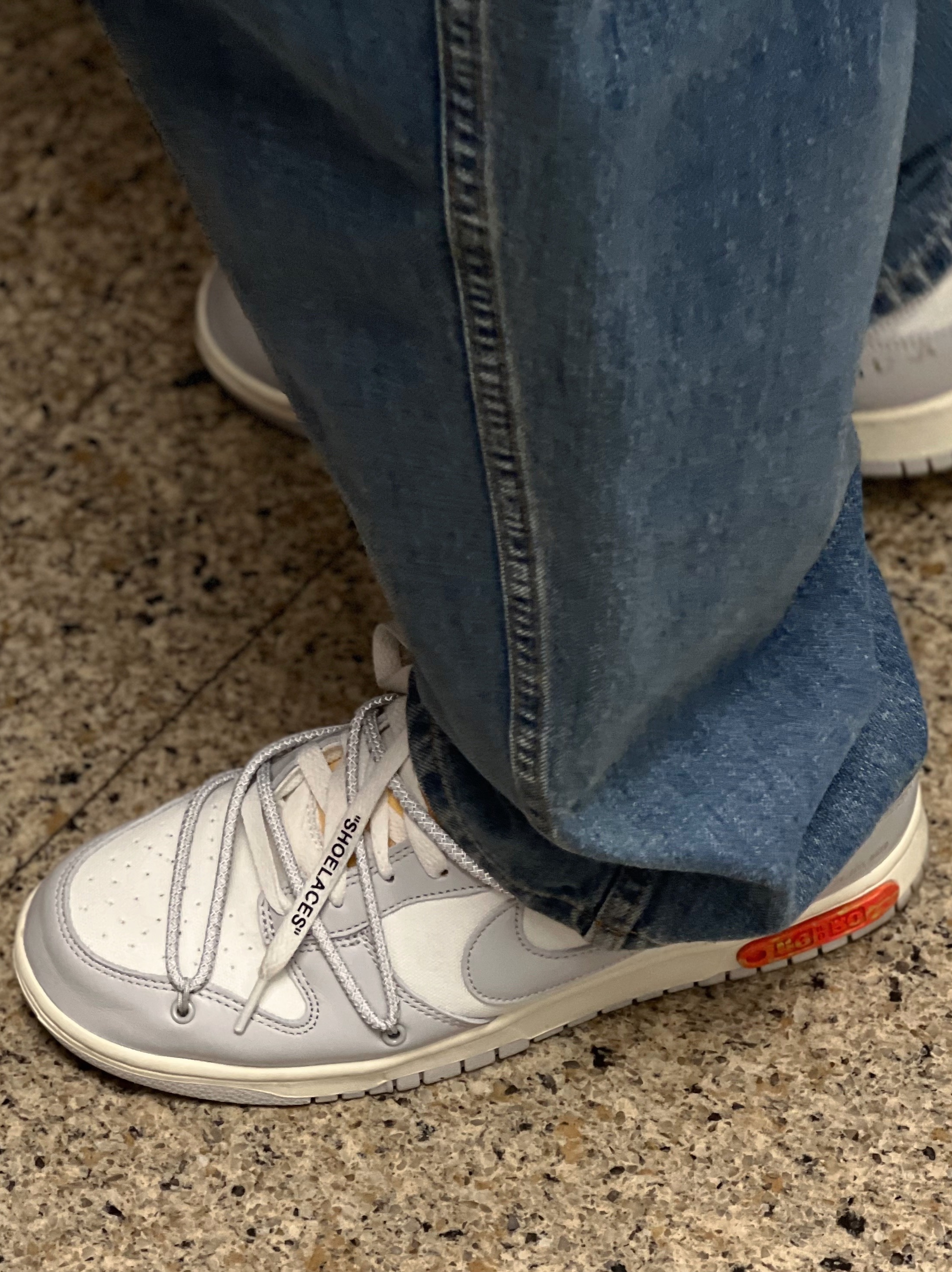 Stussy x Our Legacy x Denim Tears TTL Varsity Jacket Black, Nike x Off-White Dunk Low The 50 - Lot 46 착용 스타일 - 2