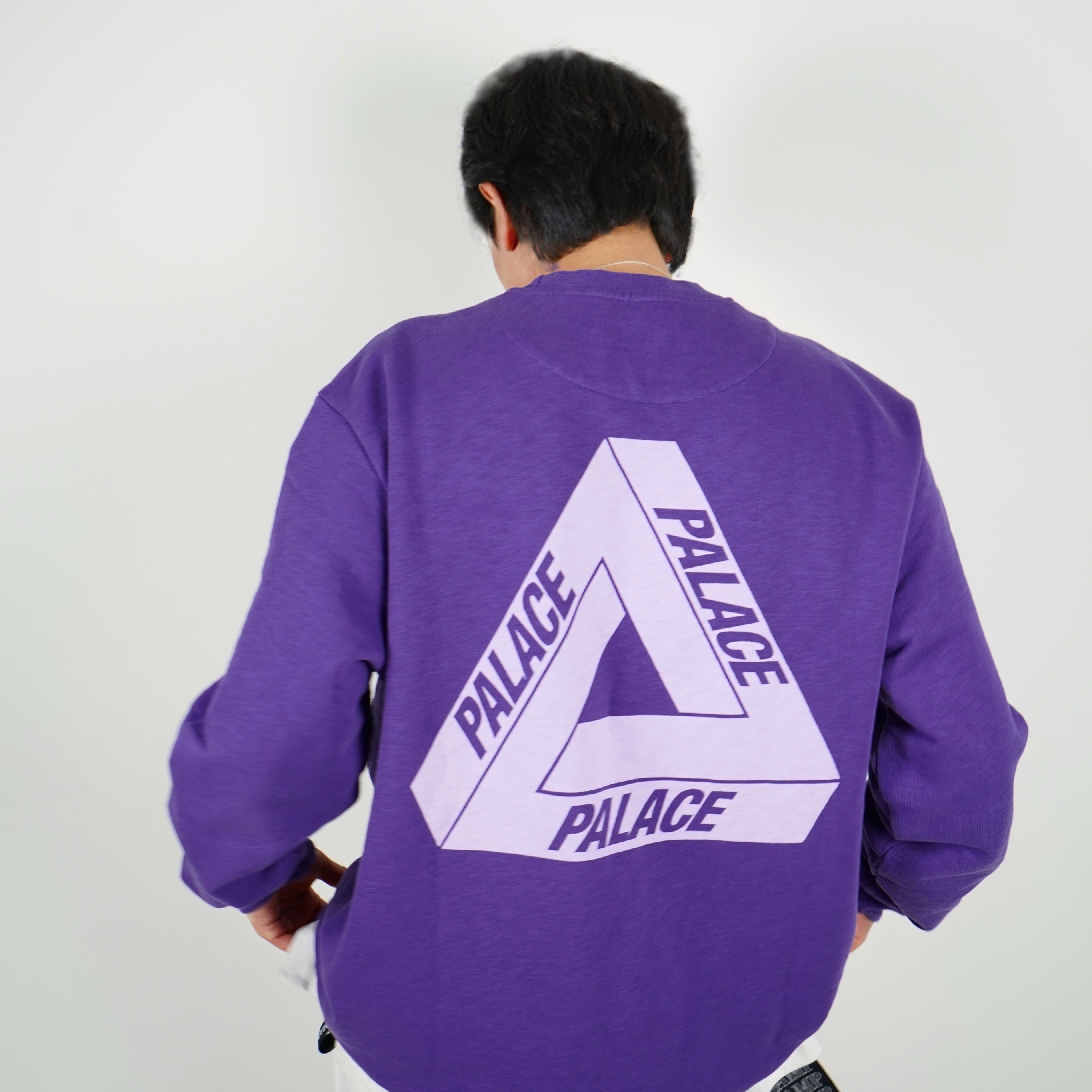 Palace Slub Crew Purple - 21FW 착용 스타일 - 2