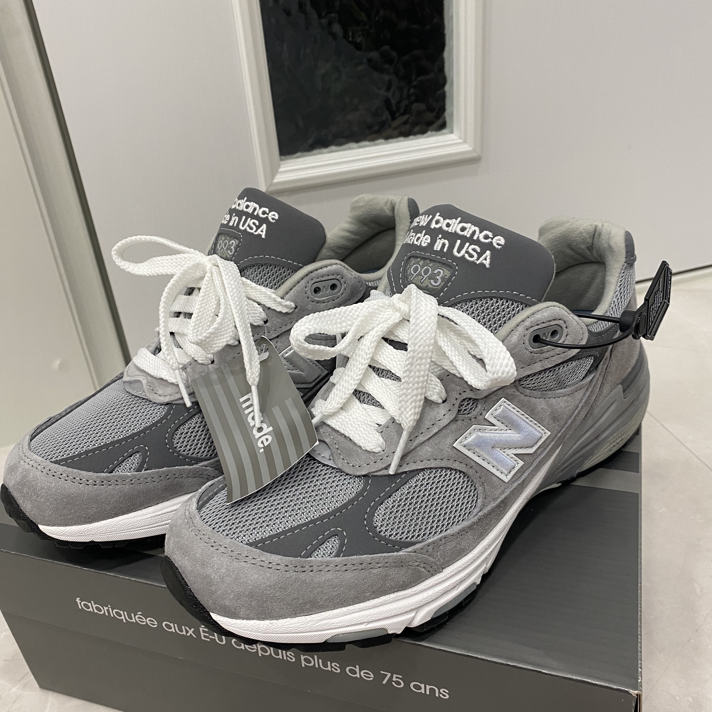 New Balance 993 Made in USA Grey - D Standard 착용 스타일 - 1