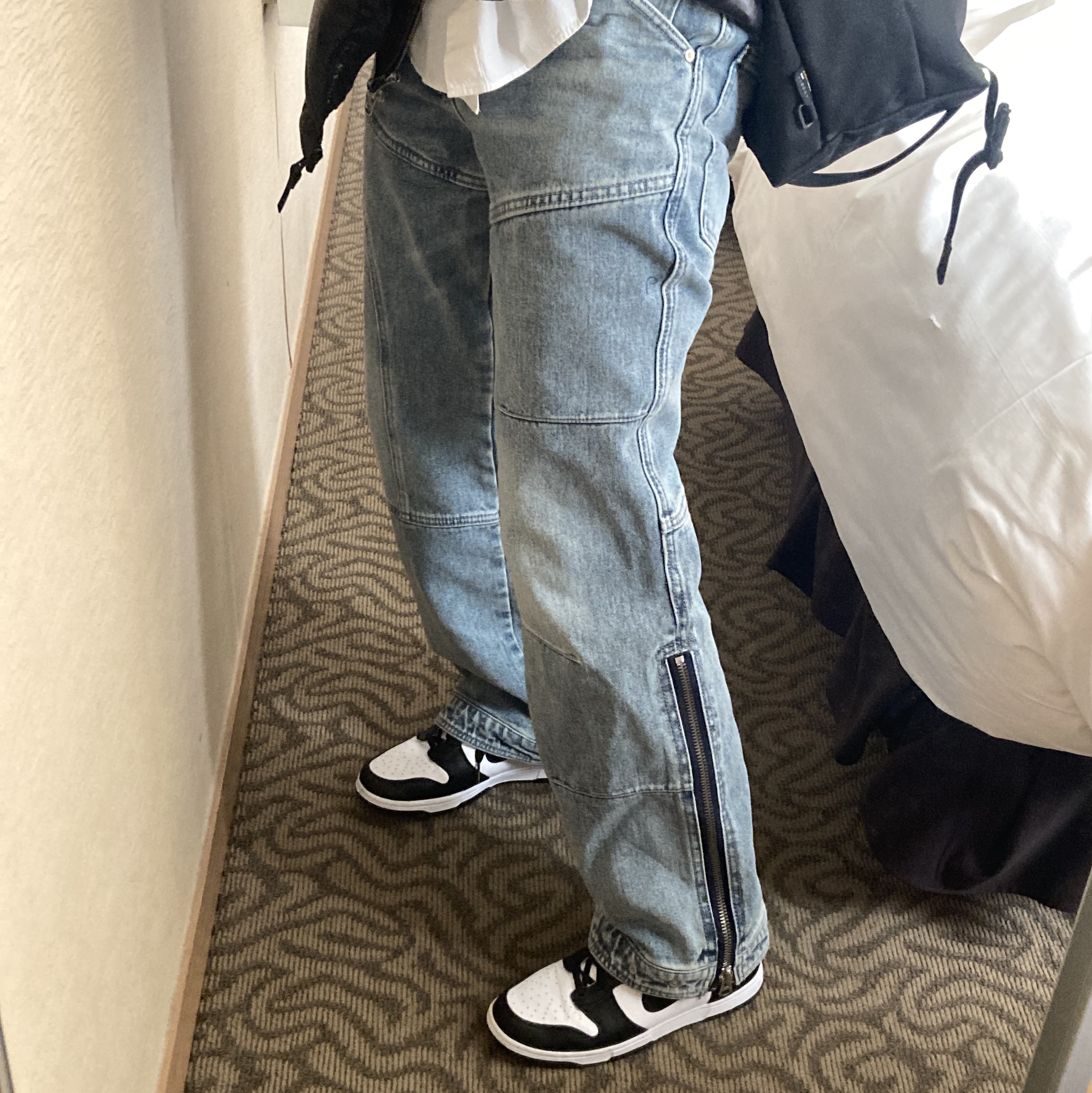(W) Nike Dunk High Black and White 착용 스타일