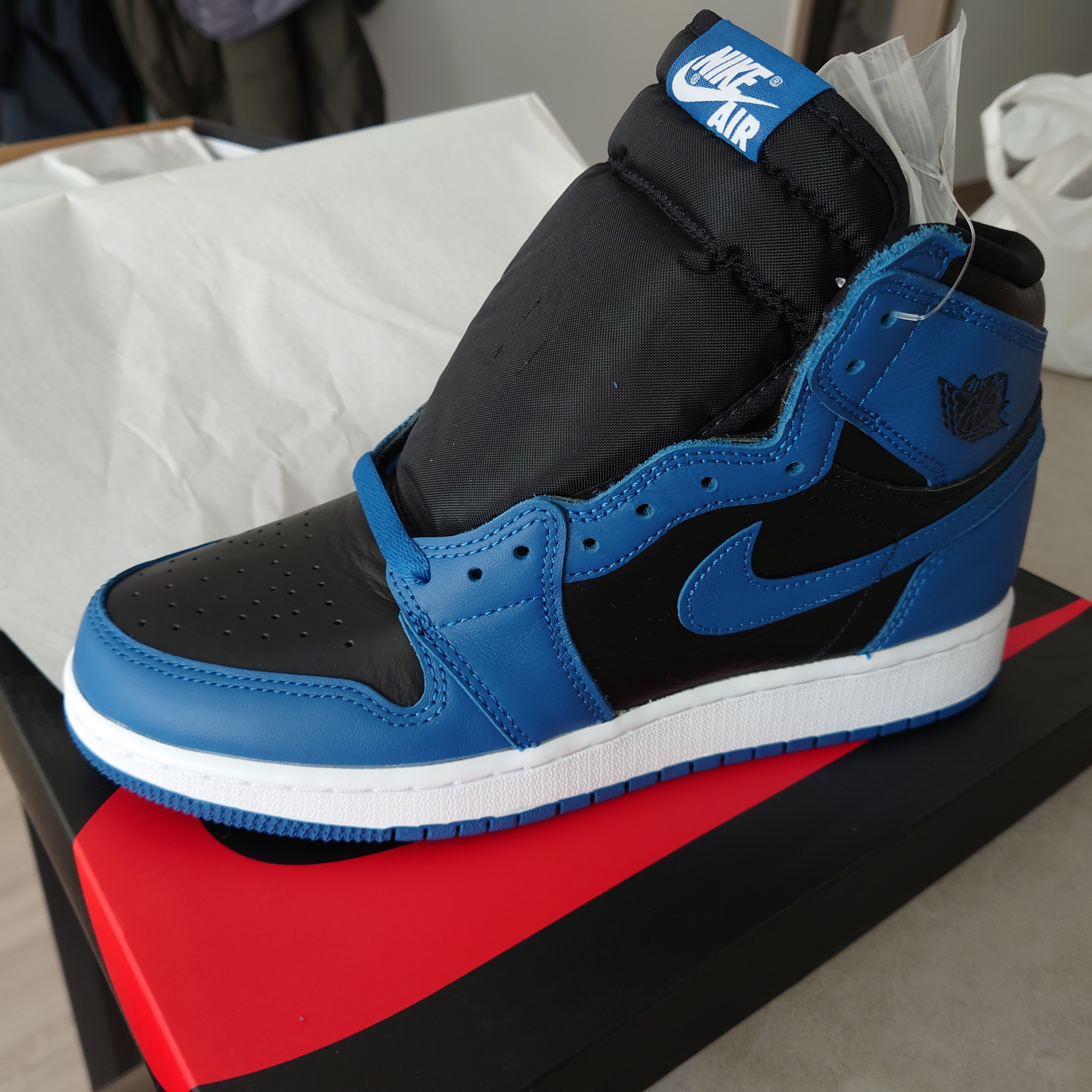 (GS) Jordan 1 Retro High OG Dark Marina Blue 착용 스타일 - 1