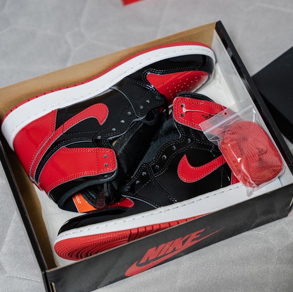 (GS) Jordan 1 Retro High OG Patent Bred, Jordan 1 Retro High OG Patent Bred 착용 스타일 - 1