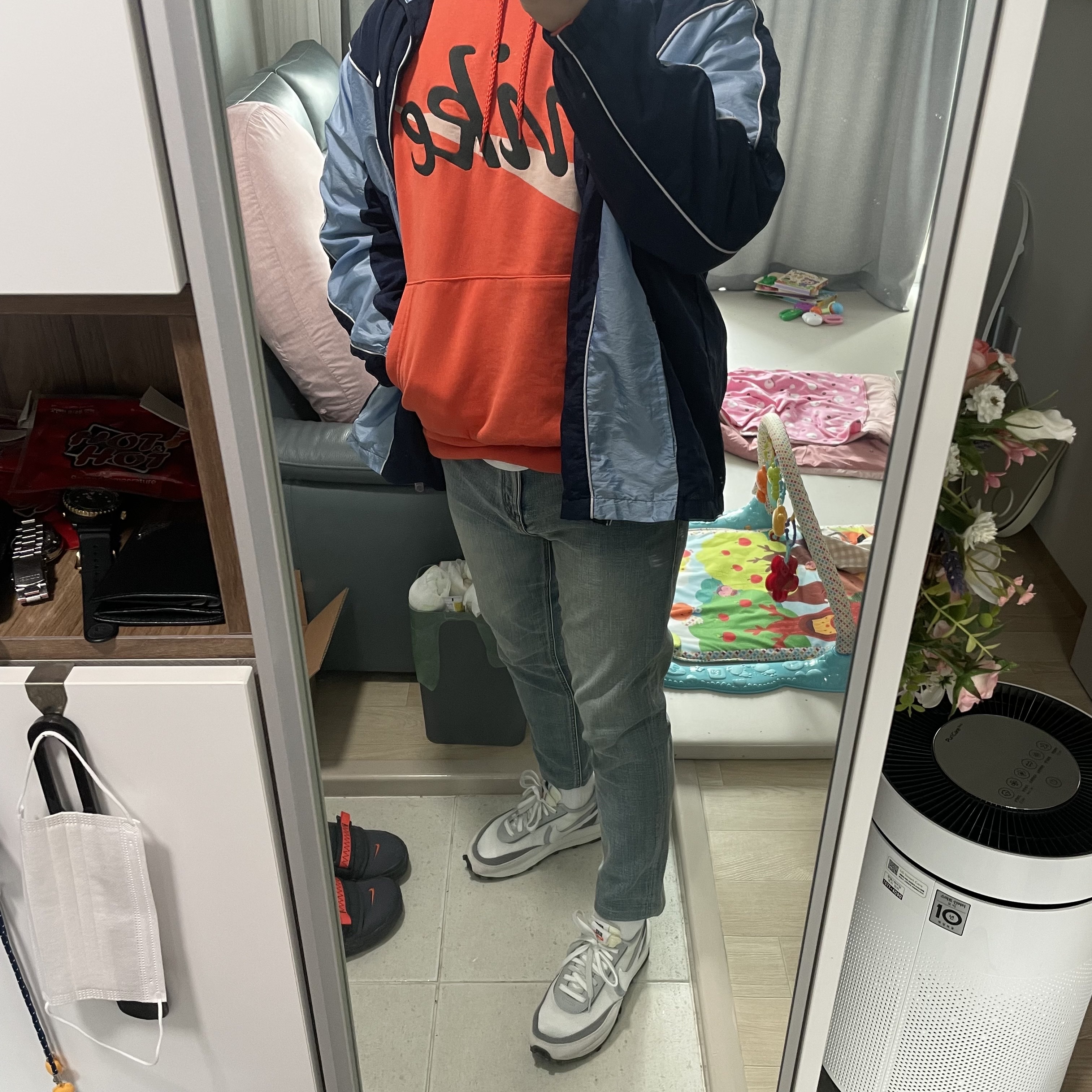 Nike x Cactus Plant Flea Market Shoebox Heavyweight Hooded Pullover Orange - US/EU, Nike x Cactus Plant Flea Market Shoebox Heavyweight Hooded Pullover Orange - Asia 착용 스타일 - 2