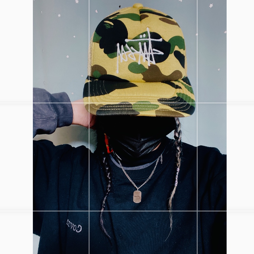 Stussy x BAPE Trucker Cap Yellow 착용 스타일 - 1