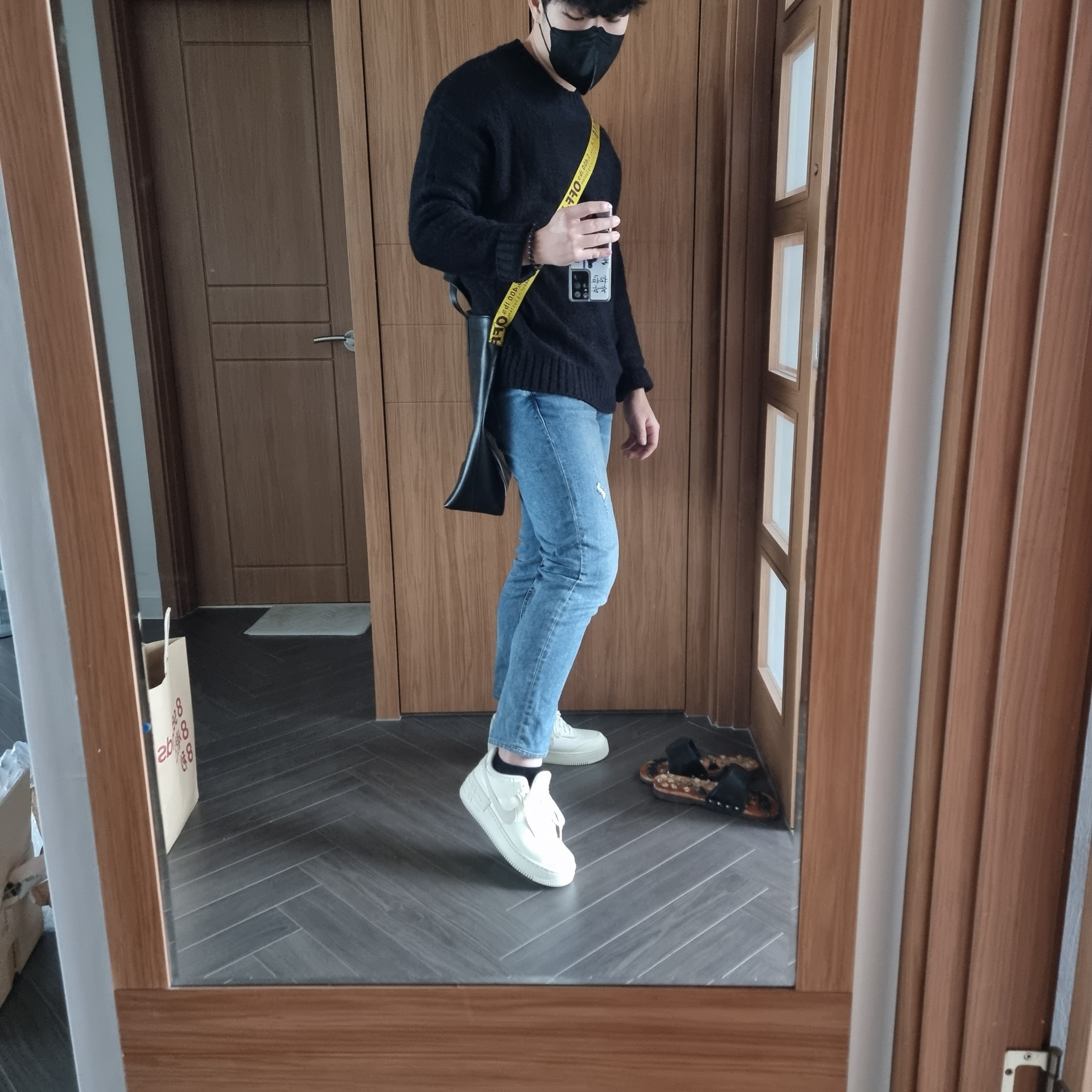 (W) Nike Air Force 1 Shadow Coconut Milk 착용 스타일 - 2