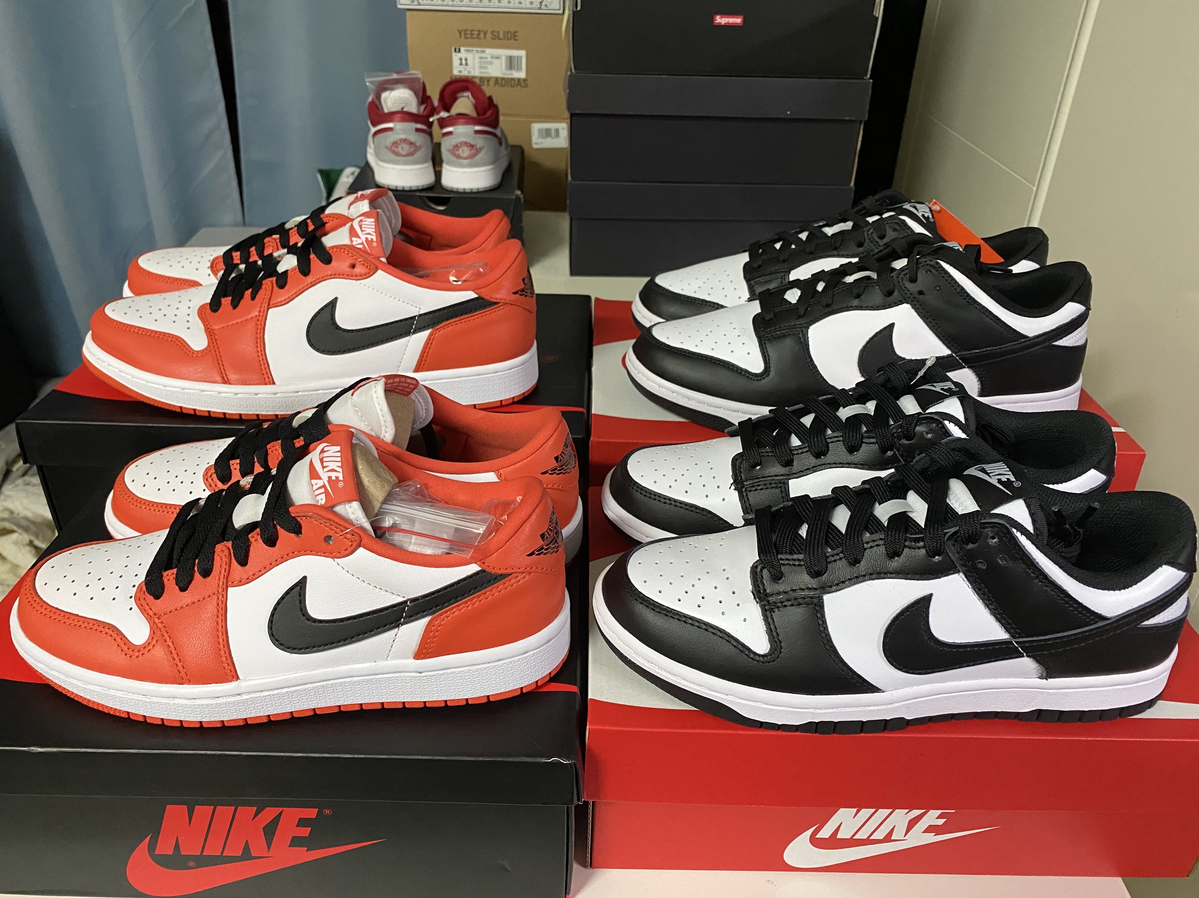 (W) Nike Dunk Low Black, (W) Jordan 1 Low OG Starfish 착용 스타일 - 4