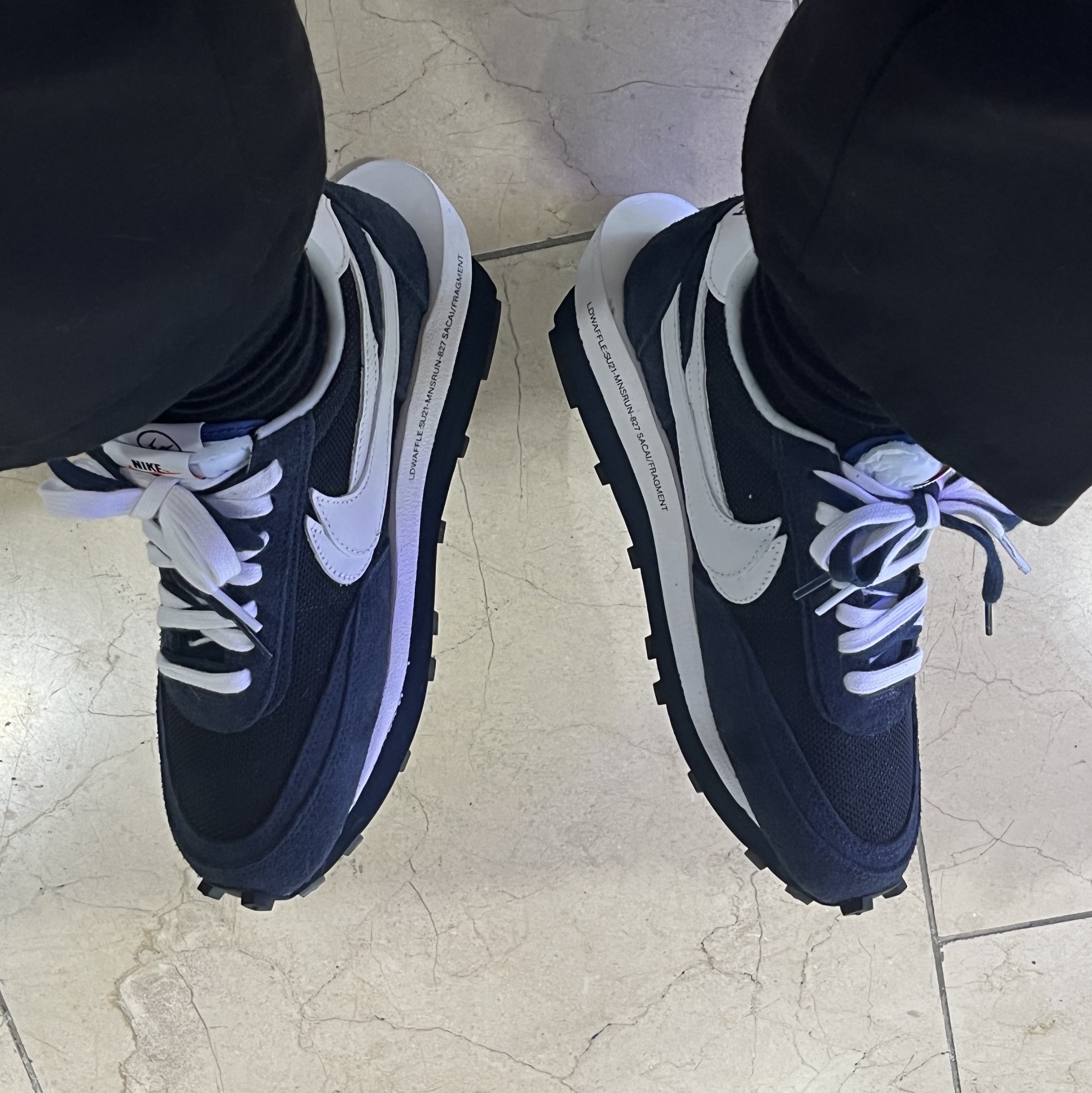 Nike x Sacai x Fragment LDWaffle Blackened Blue 착용 스타일