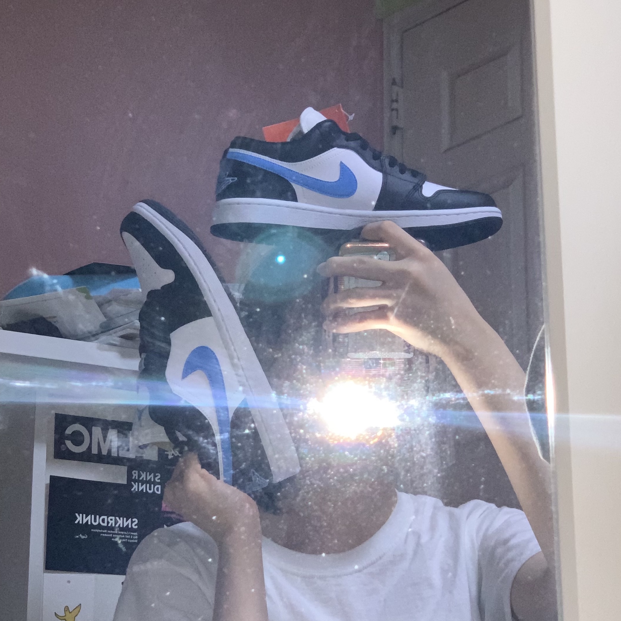 (W) Jordan 1 Low Black University Blue 착용 스타일