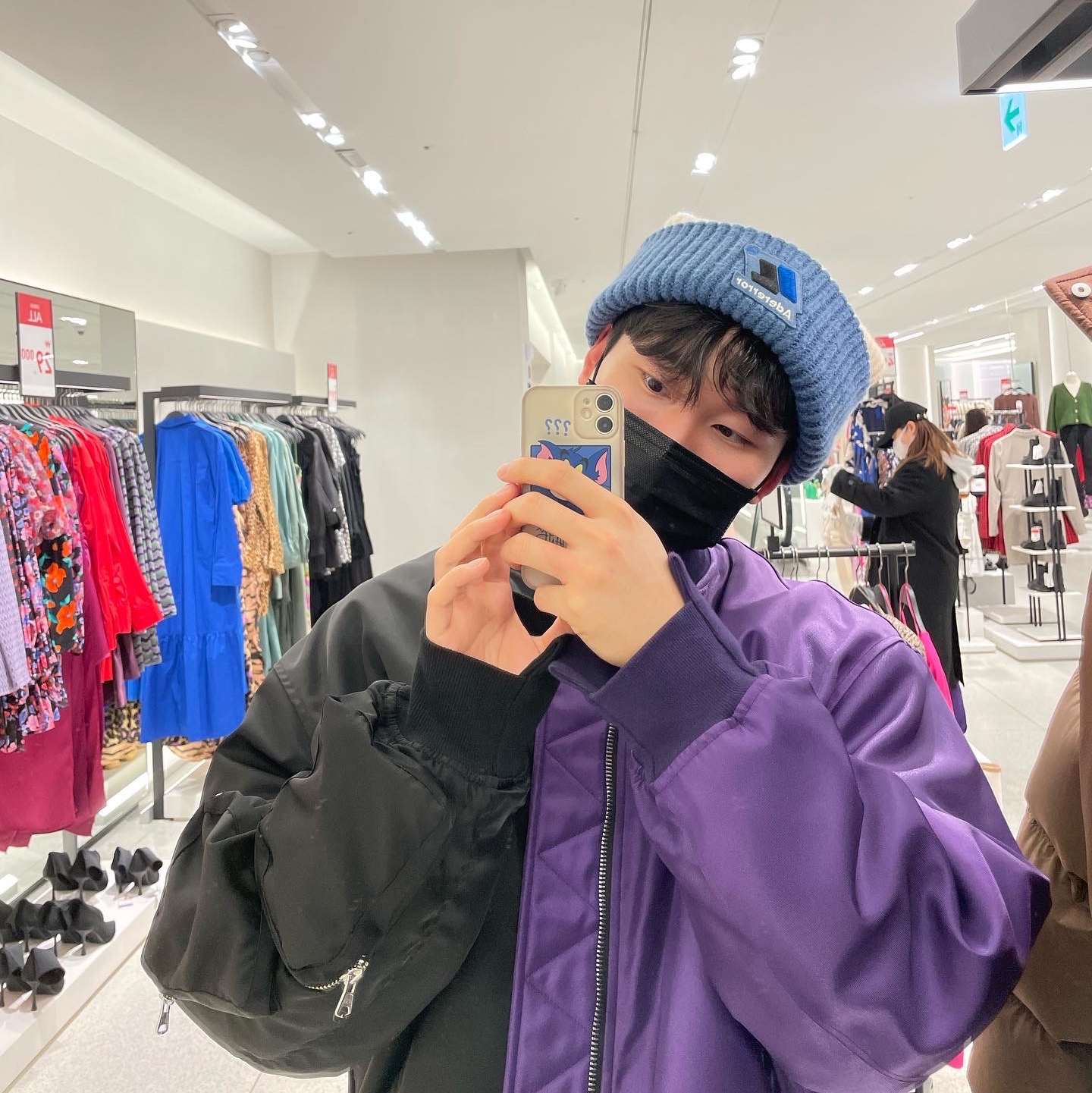 Ader Error x Zara Beanie Cream, Ader Error x Zara Beanie Black 착용 스타일 - 1