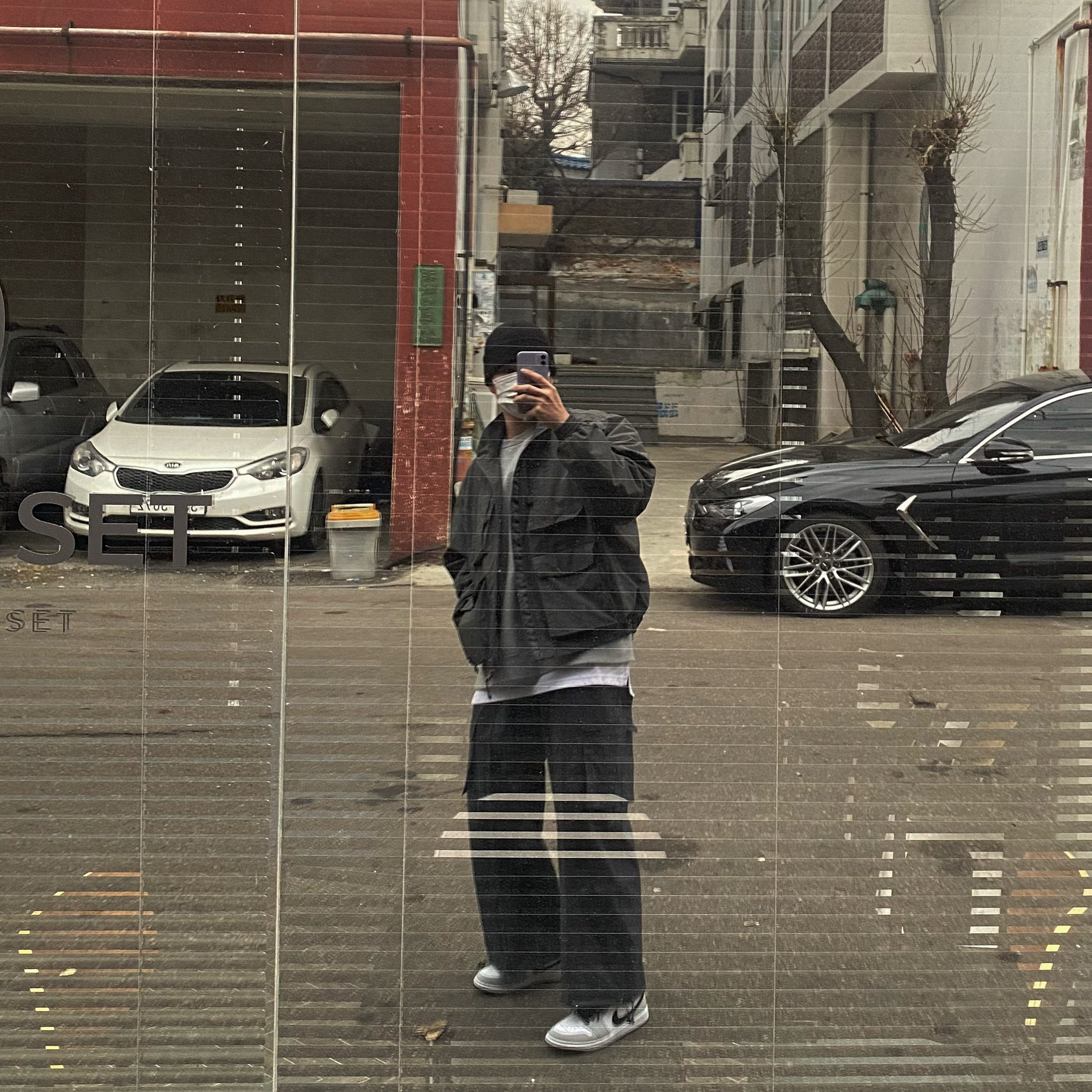 (W) Jordan 1 Mid Grey Fog 착용 스타일