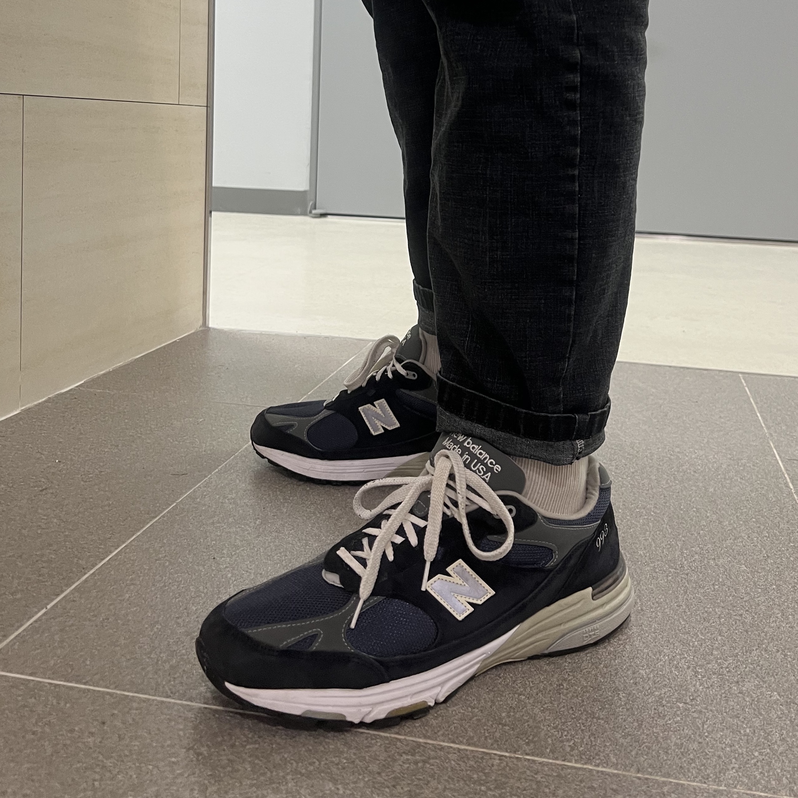 New Balance 993 Made in USA Navy - 4E Extra Wide 착용 스타일