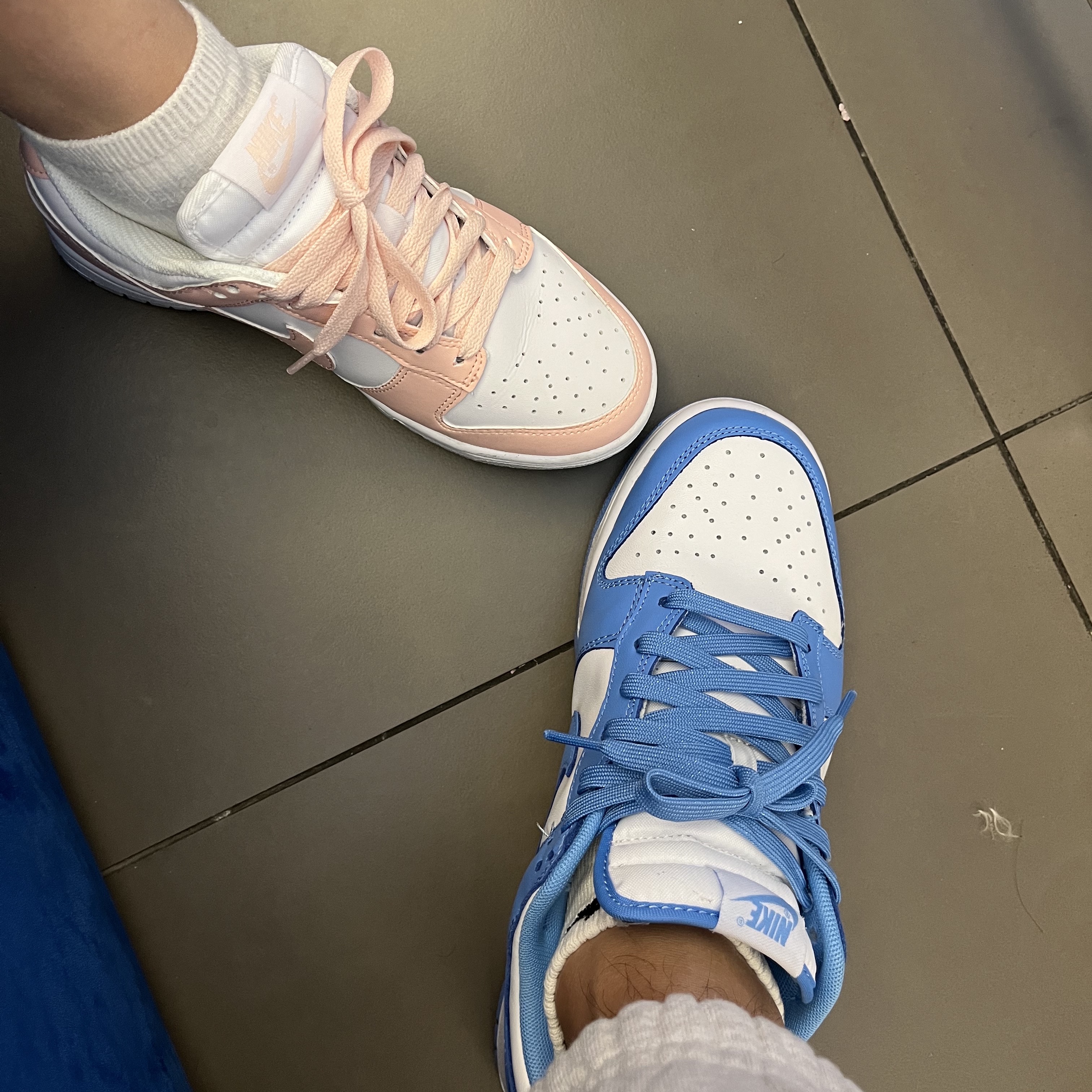 (W) Nike Dunk Low Next Nature Pale Coral, Nike Dunk Low Retro University Blue 착용 스타일