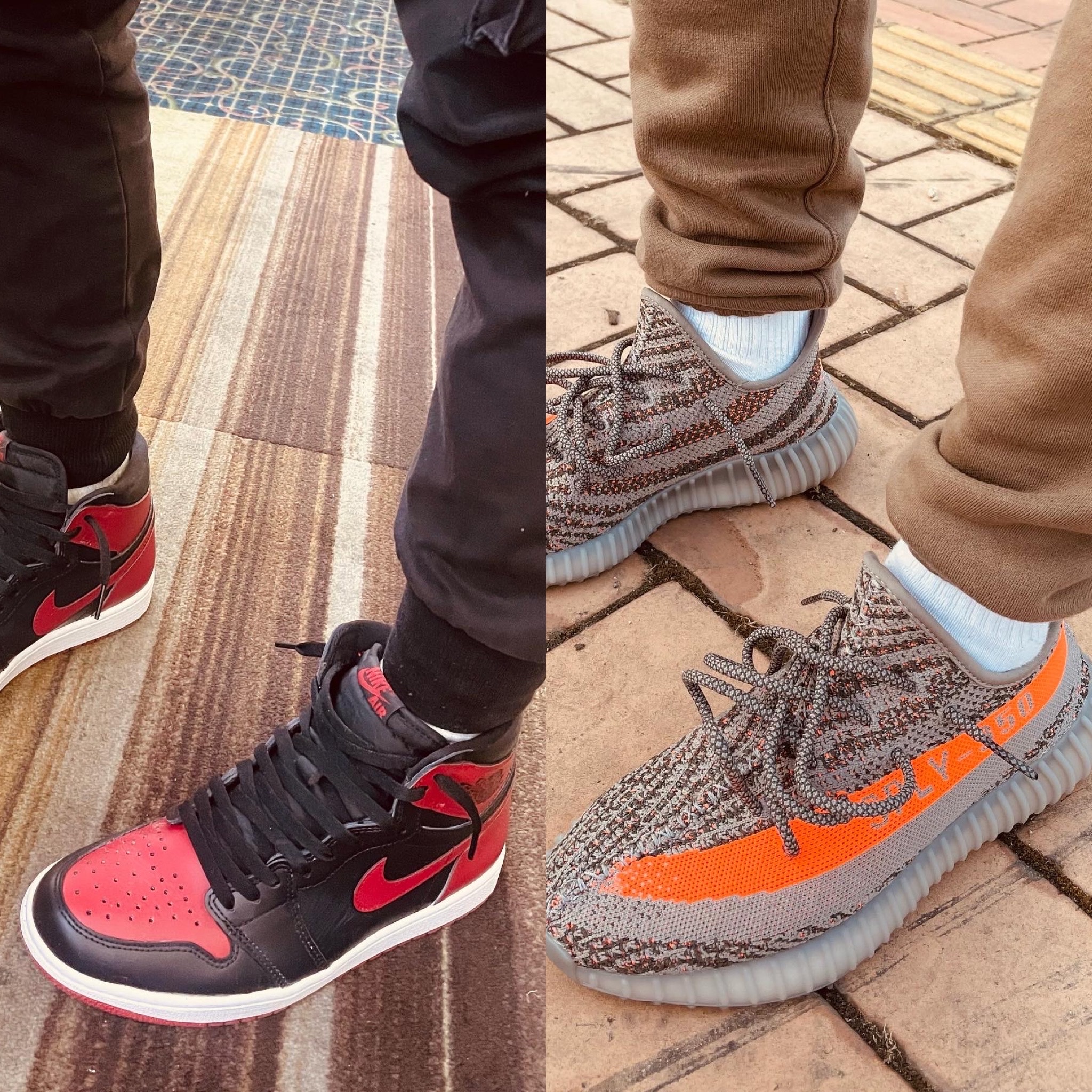 Jordan 1 Retro High OG Patent Bred, Adidas Yeezy Boost 350 V2 Beluga - Reflective 착용 스타일