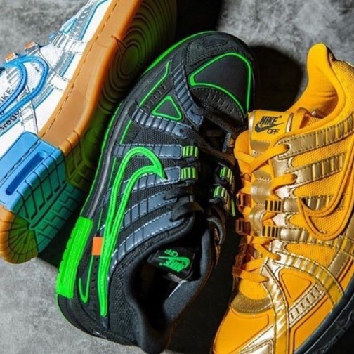 Nike x Off-White Air Rubber Dunk University Gold, Nike x Off-White Air Rubber Dunk Green Strike 착용 스타일 - 2
