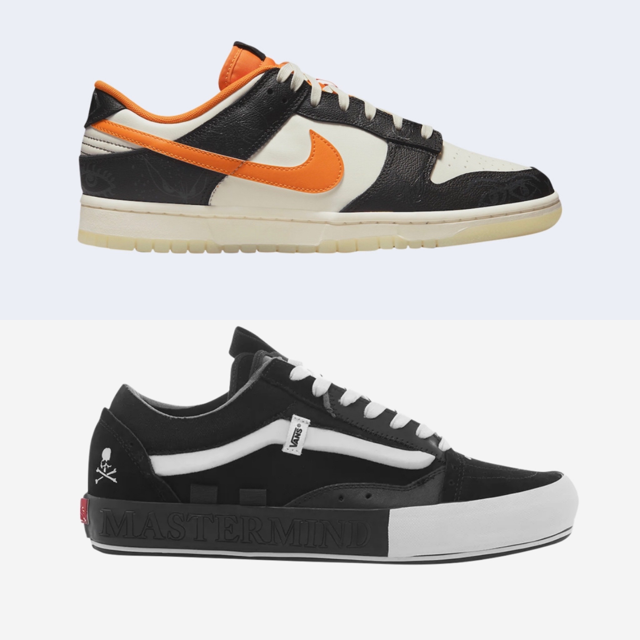 Nike Dunk Low Retro PRM Halloween, Vans Vault x Mastermind x END. Old Skool Cap LX Black 착용 스타일