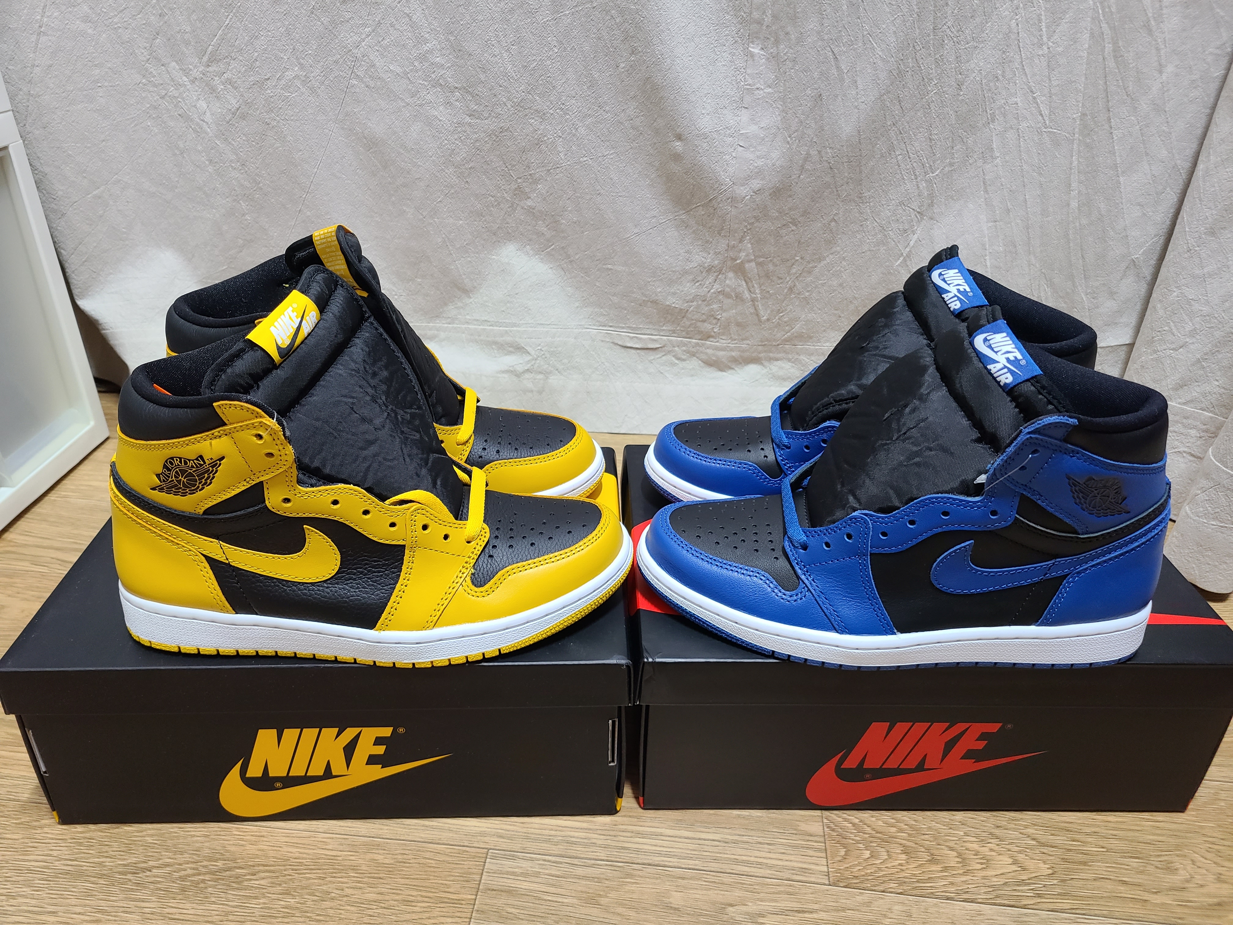 Jordan 1 Retro High OG Pollen, Jordan 1 Retro High OG Dark Marina Blue 착용 스타일