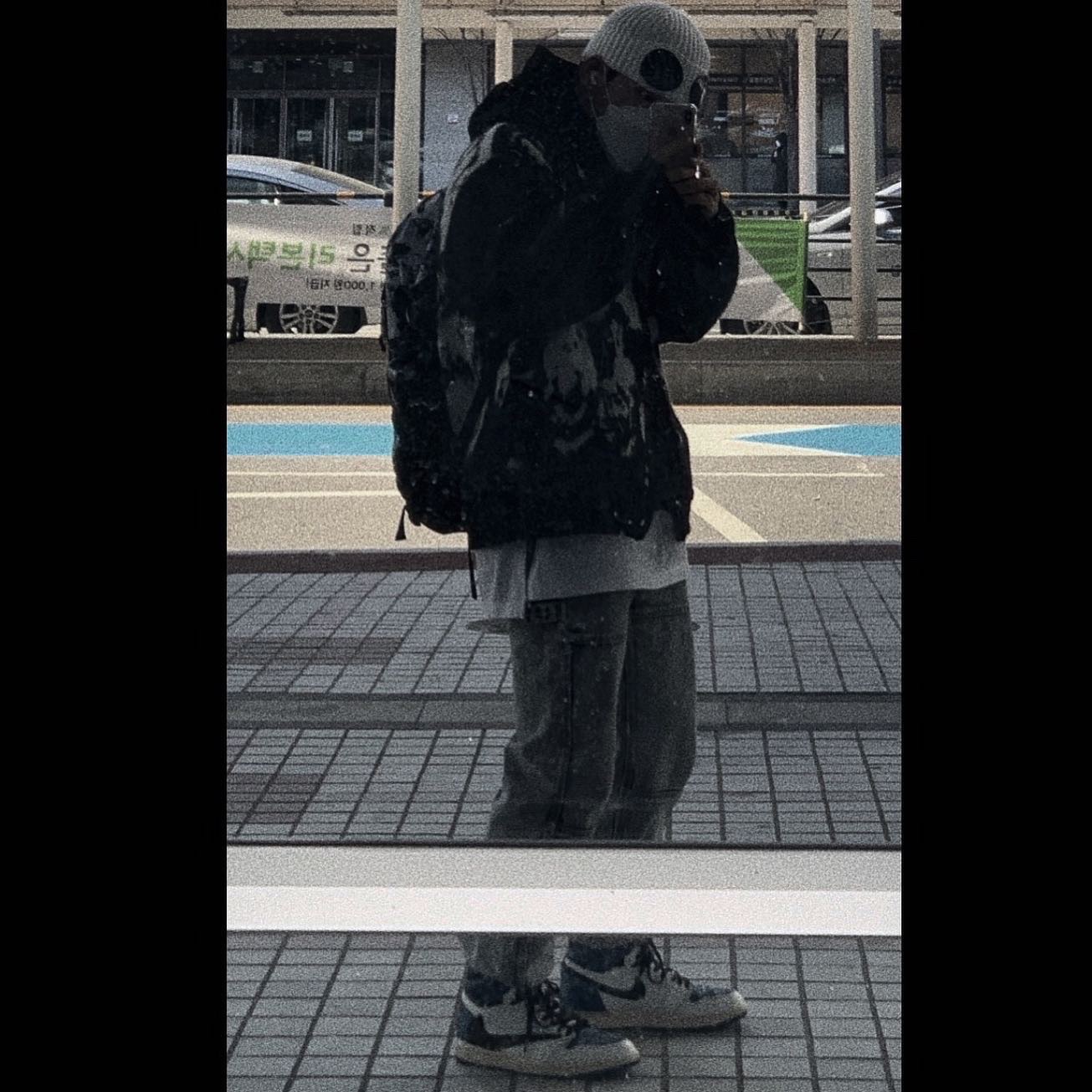 Jordan 1 x Travis Scott x Fragment Retro High OG SP Military Blue, C.P. Company Cotton Goggle Beanie Gauze White - 21SS 착용 스타일 - 4