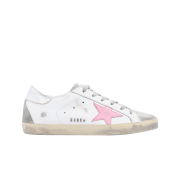(W) Golden Goose Superstar White Pink Silver Heel Tab Sneakers