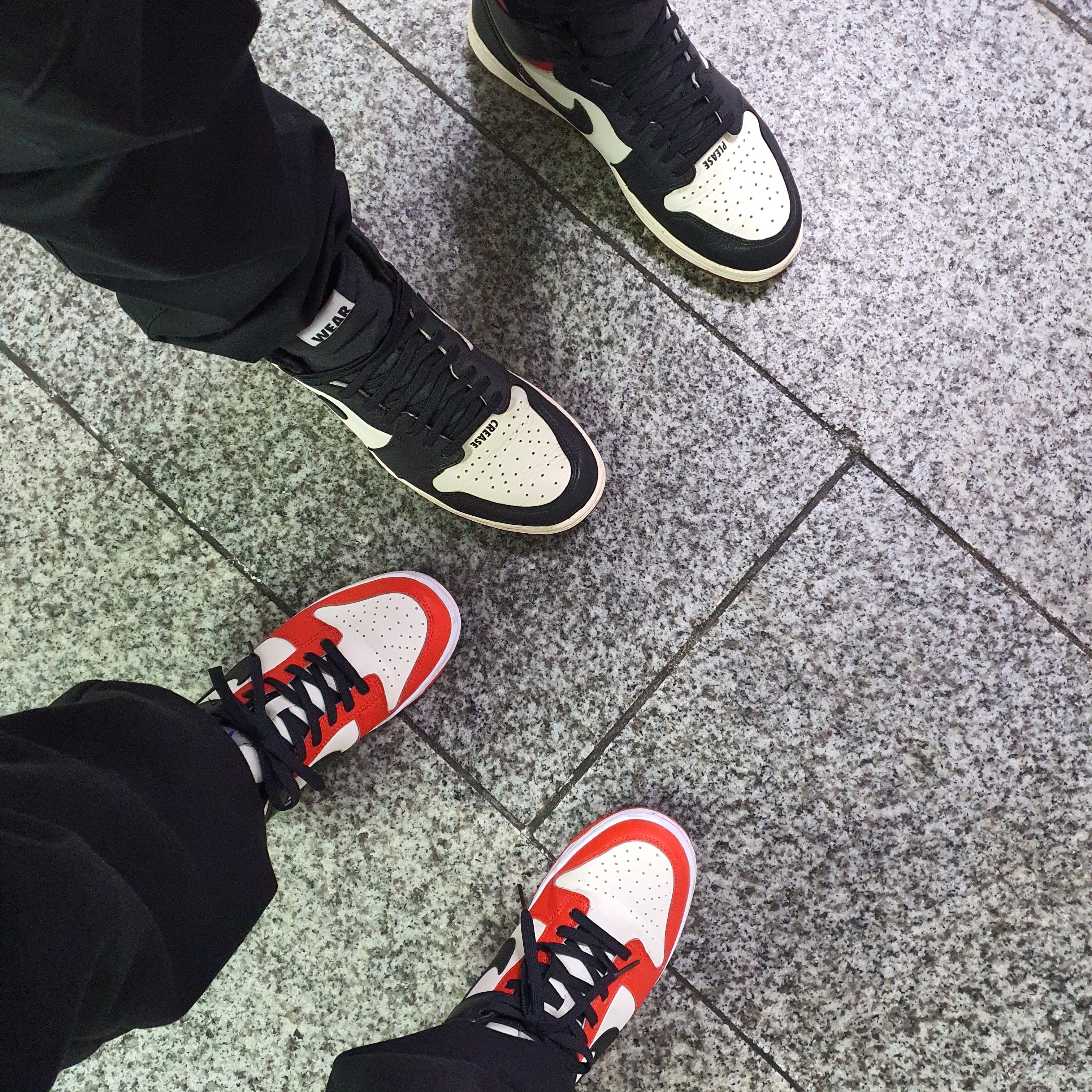 (GS) Nike x NBA Dunk Low Black and Chile Red, Nike x NBA Dunk Low Retro EMB Black and Chile Red 착용 스타일 - 1