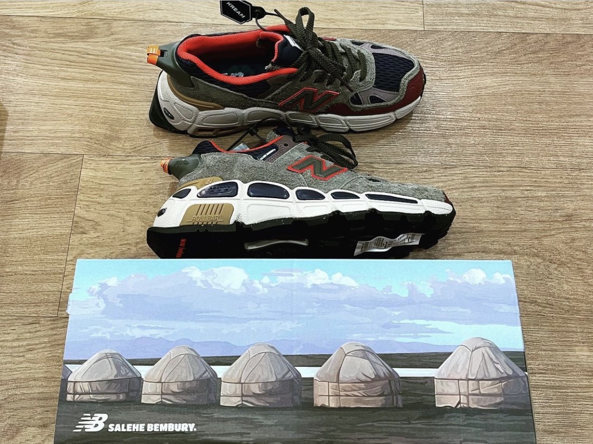 New Balance x Salehe Bembury 574 Yurt Team Forest Green 착용 스타일
